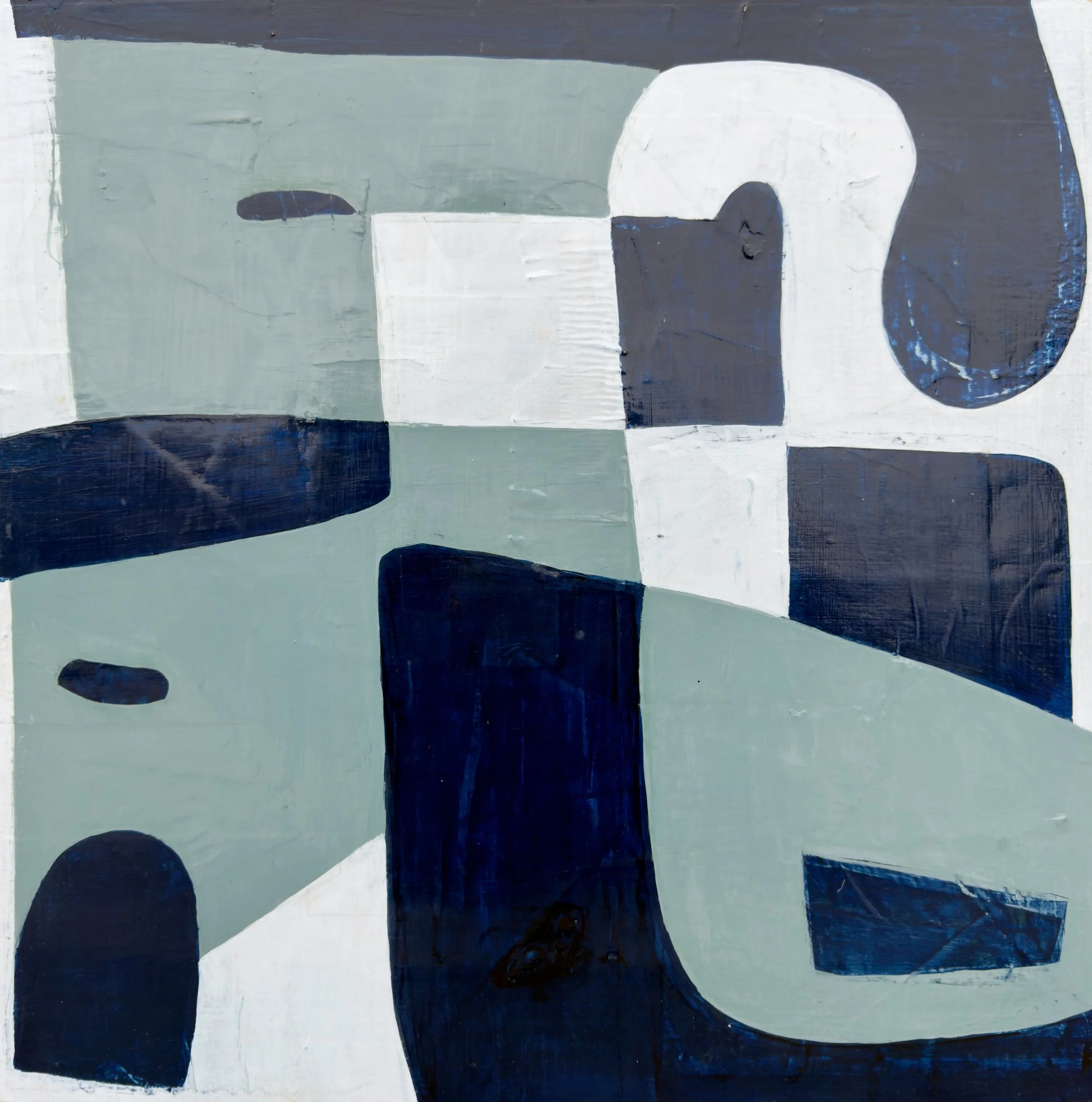 PUZZLED NO. 4, acrylic/mixed-media on wood, 20 x 20 in, 2025