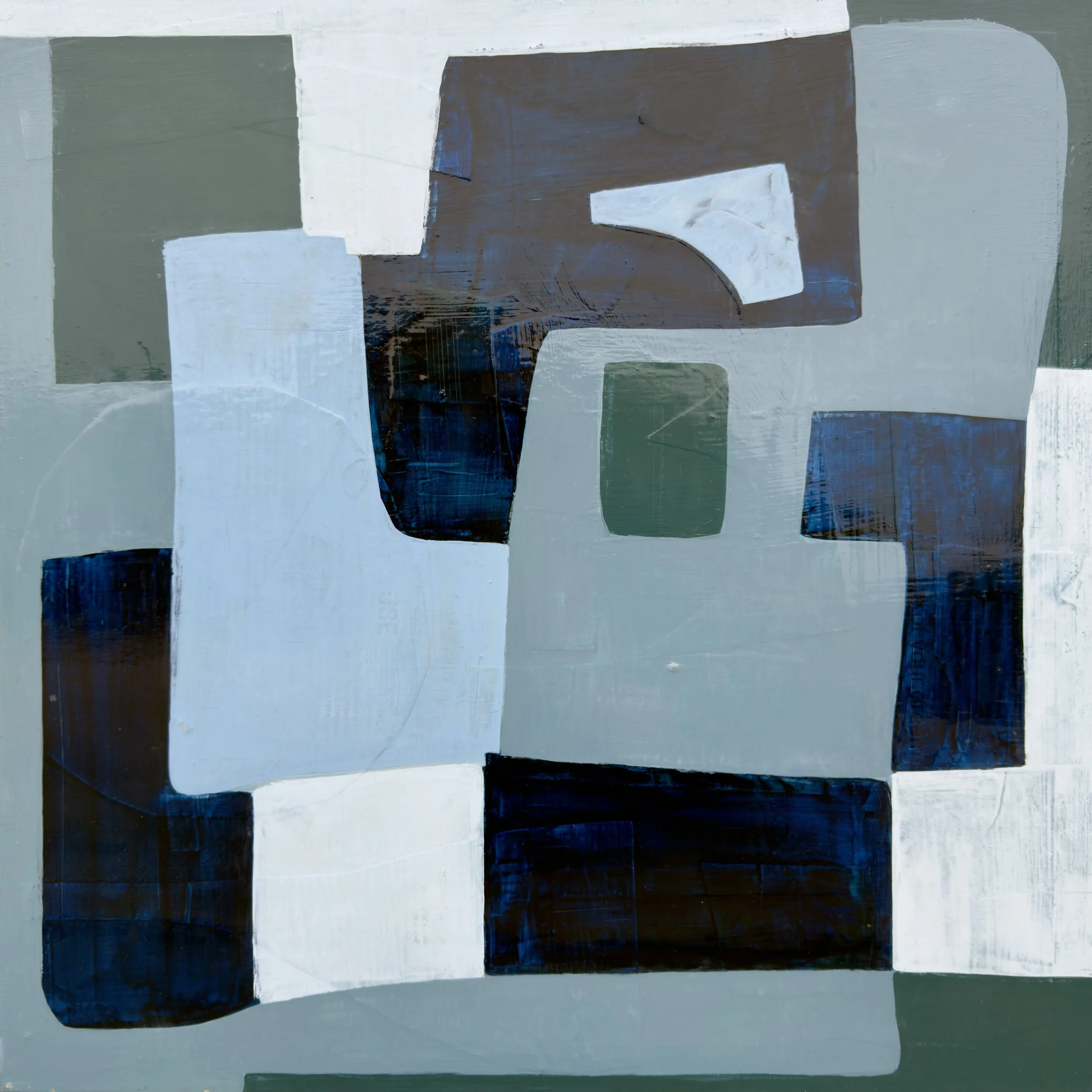 PUZZLED NO. 3, acrylic/mixed-media on wood, 20 x 20 in, 2025
