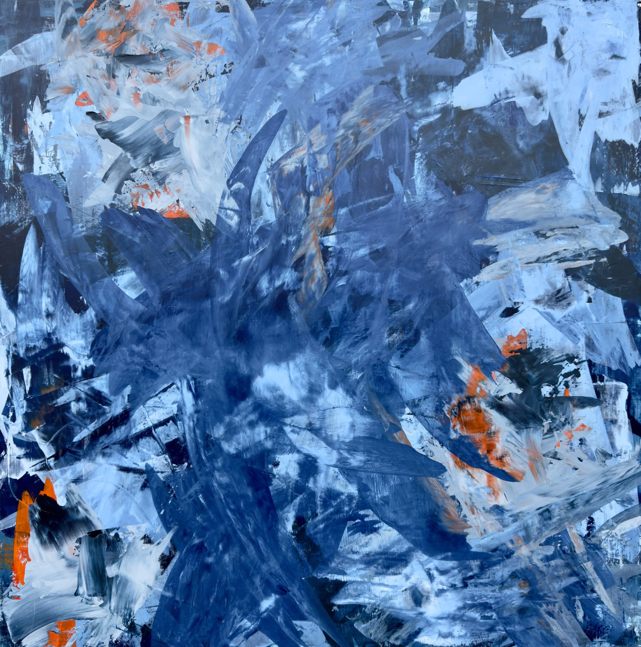 TREADING WATER, acrylic on wood, 20 X 20 in, 2025