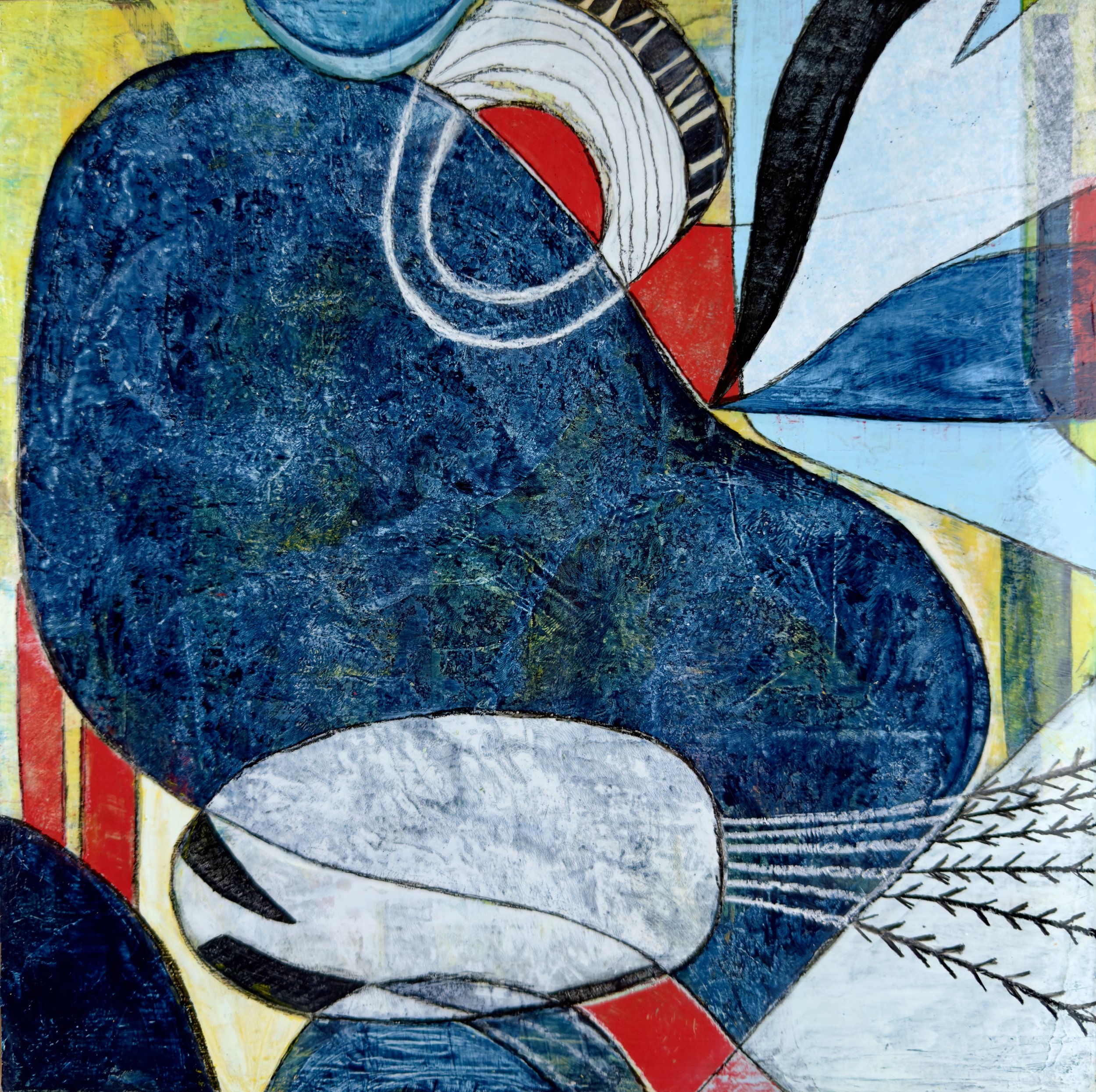 FLOWING, acrylic on cradled wood panel, framed, 12 x 12 in, 2025, NFS