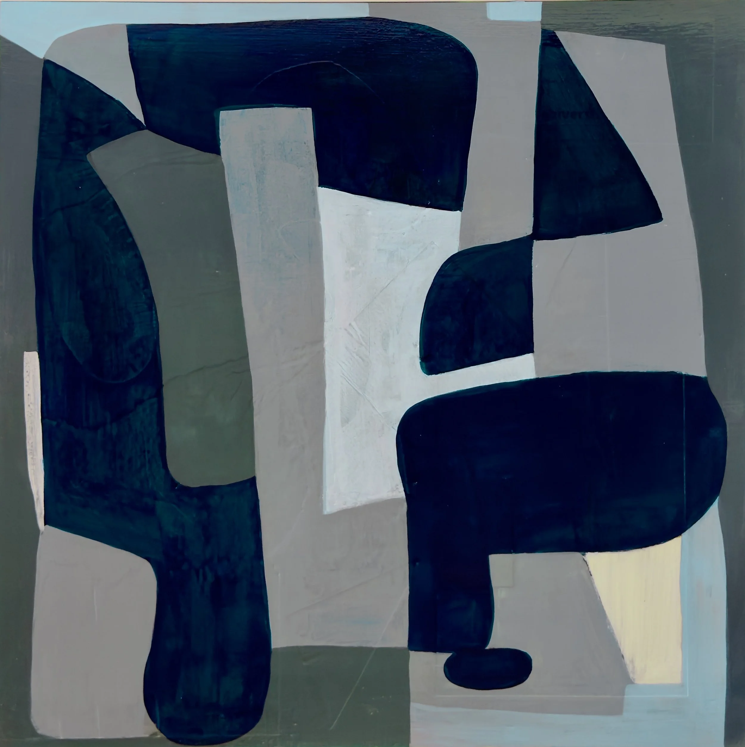 PUZZLED NO.2, acrylic/mixed-media on wood, 20 x 20 in, 2025