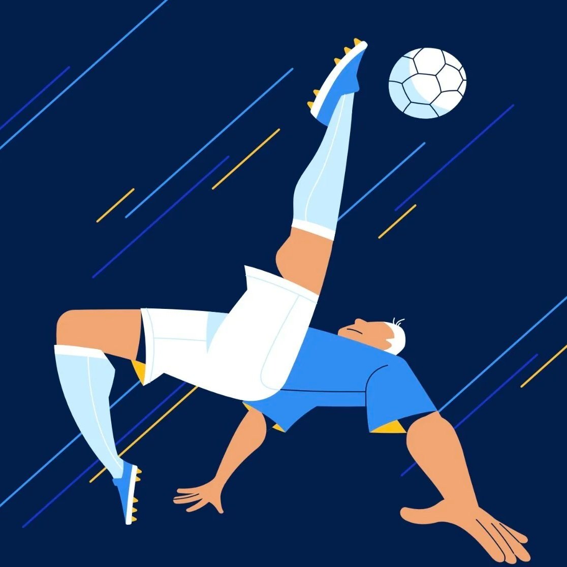 A footballer doing a bicycle kick