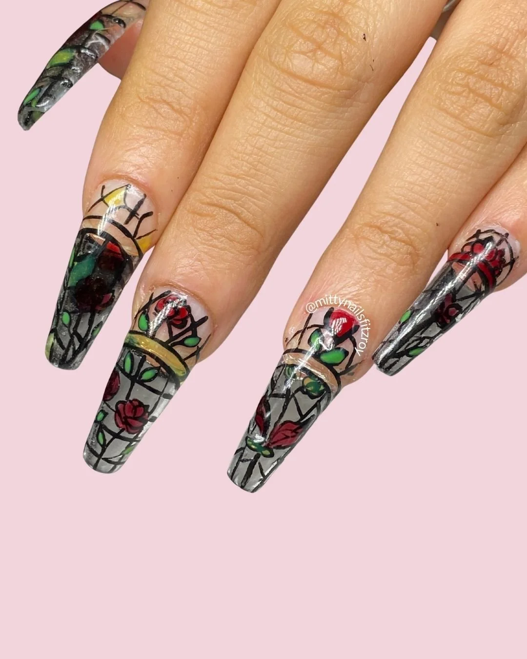 Not your average princess nails 👑
 This set said: enchanted but edgy, delicate but deadly.
 We don&rsquo;t do basic here.

Nail Art Level: Complex