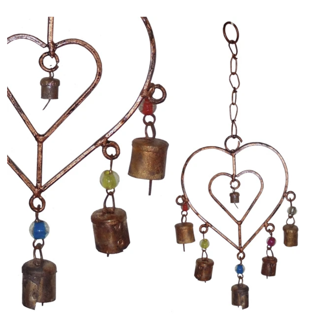 Double heart cylinder bells