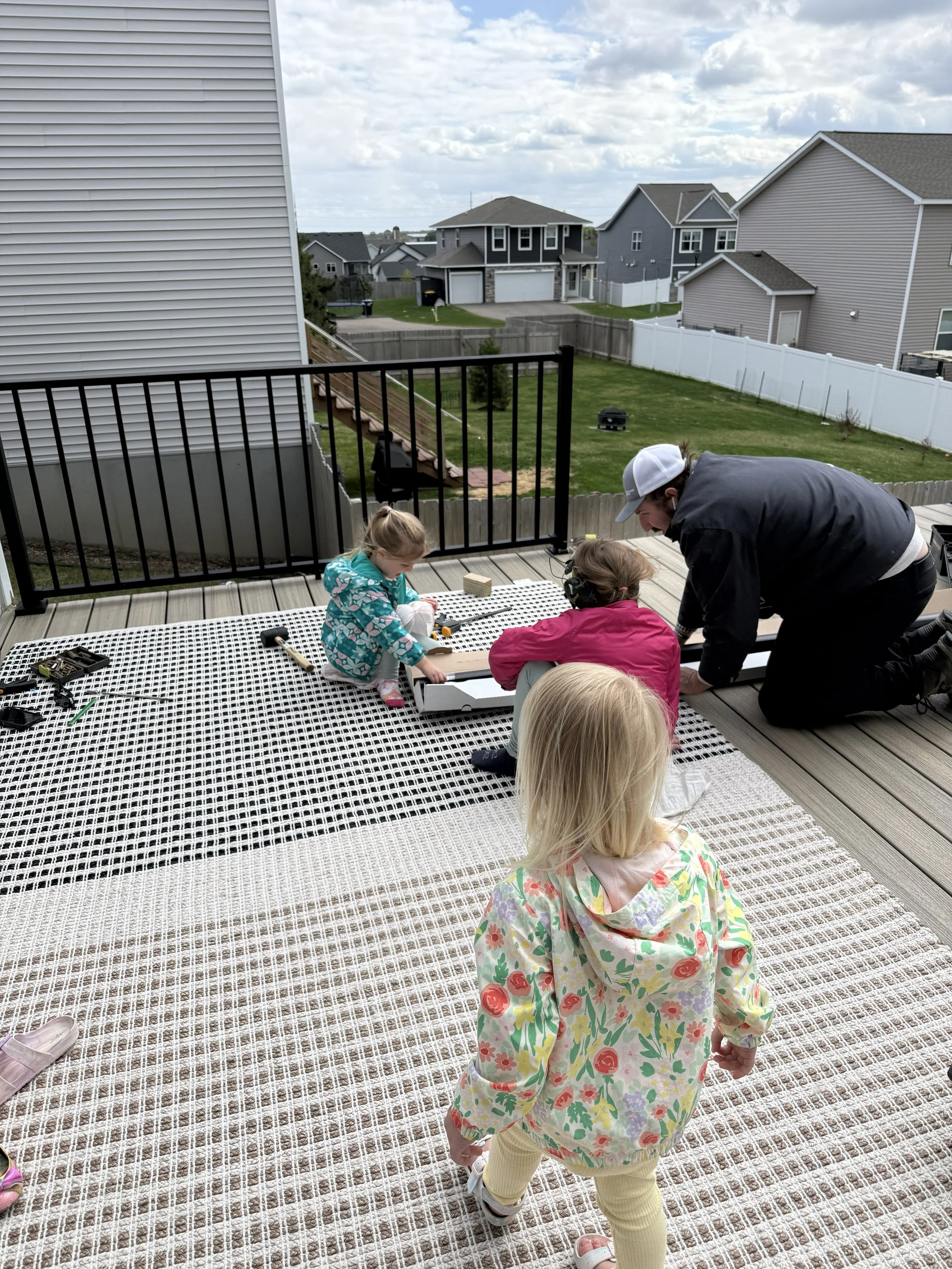 Helping Daddy with the railing, almost done!