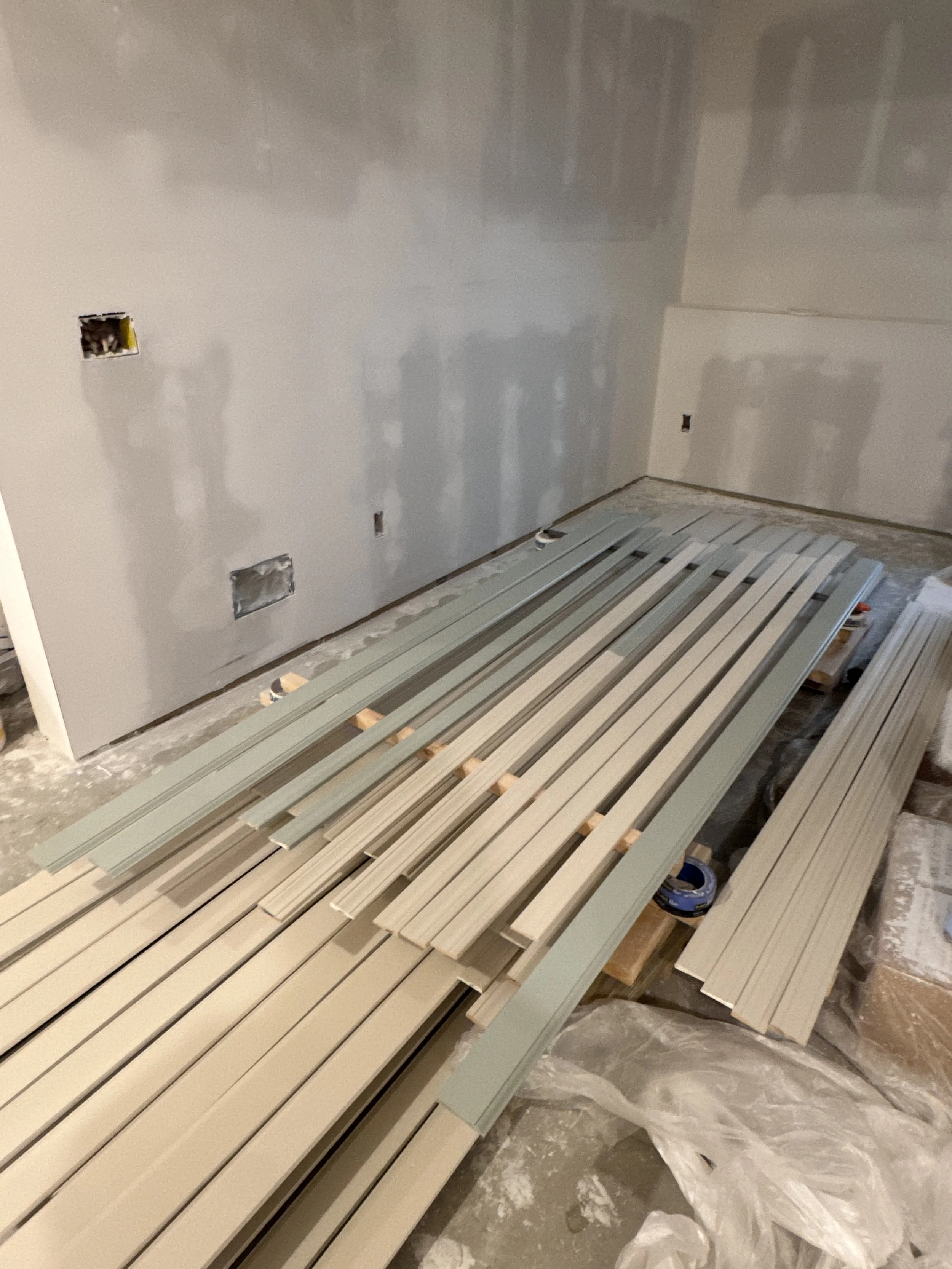The trim all painted and prepped