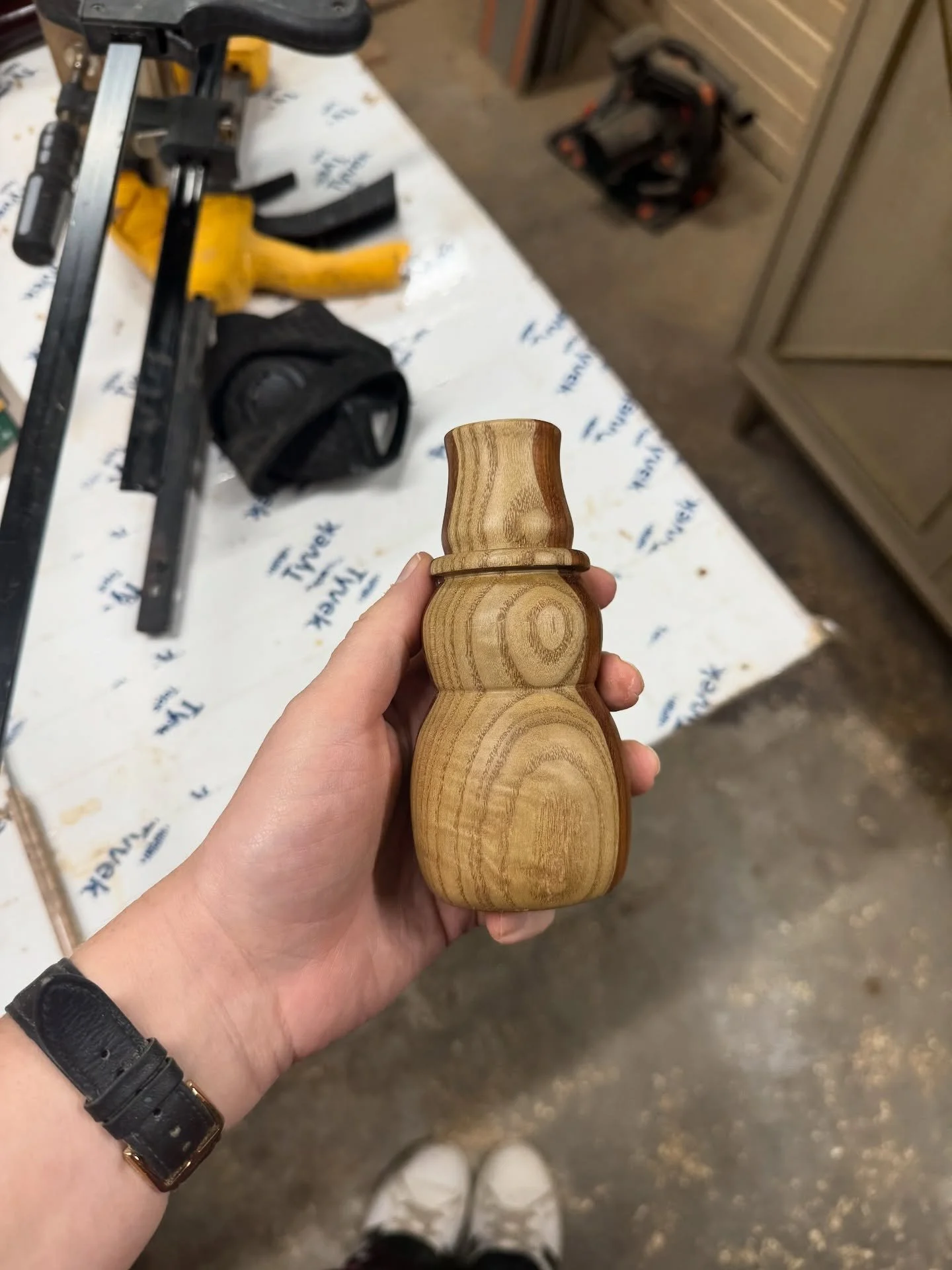 Here&rsquo;s a little snowman we hand turned on the lathe. I&rsquo;m still practicing my skills on the lathe, but hubby says I have an aptitude for it. 😊 I&rsquo;m excited to learn how to do bowls and make some more snowmen. Eventually I&rsquo;m goi
