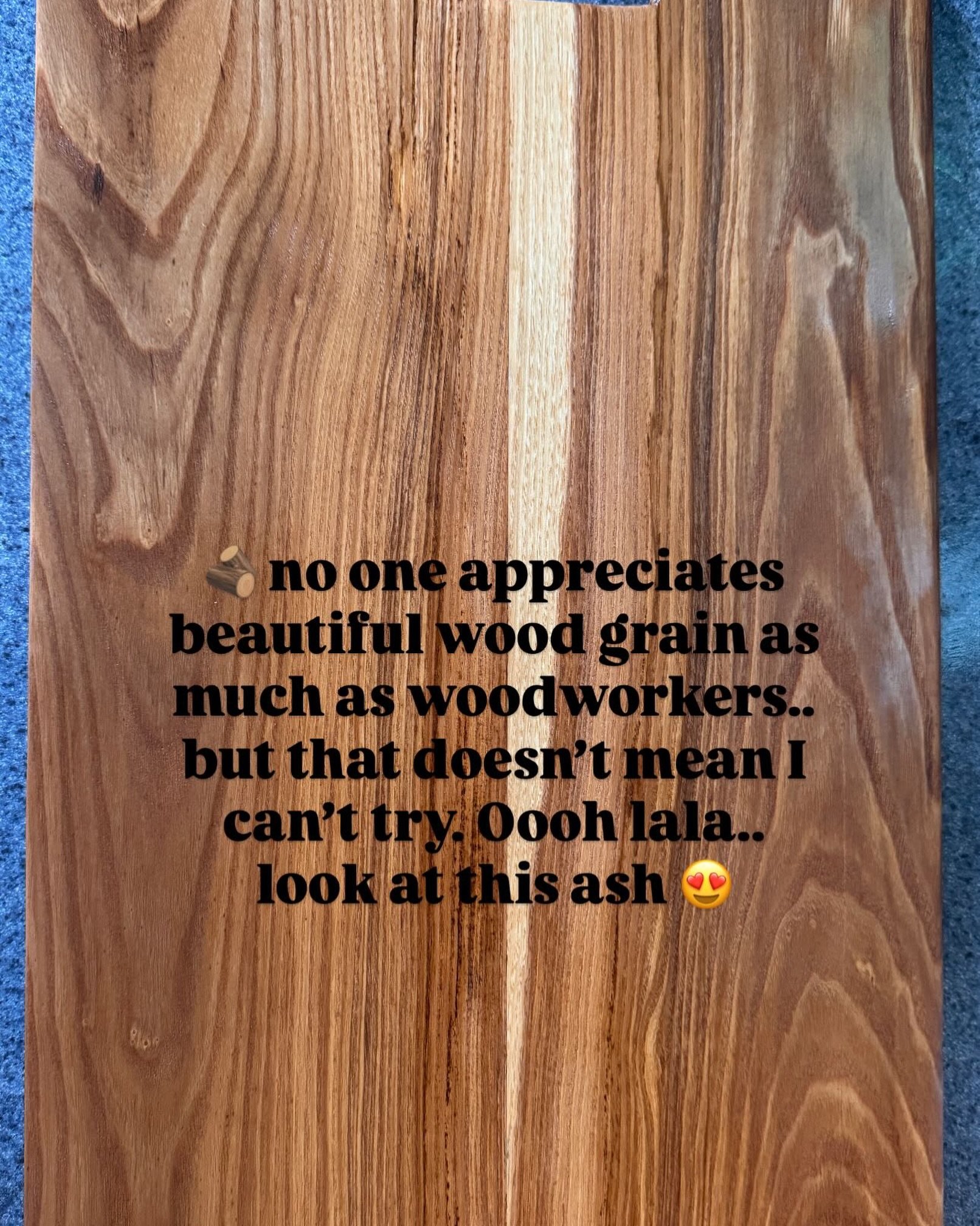 Now this is a nice piece of ash! 😄 This is my newest cutting/charcuterie board. Handmade from book matched pieces of ash from an ash tree we milled last year that we collected from a tree service in U-City, St. Louis. I may keep this one for myself 