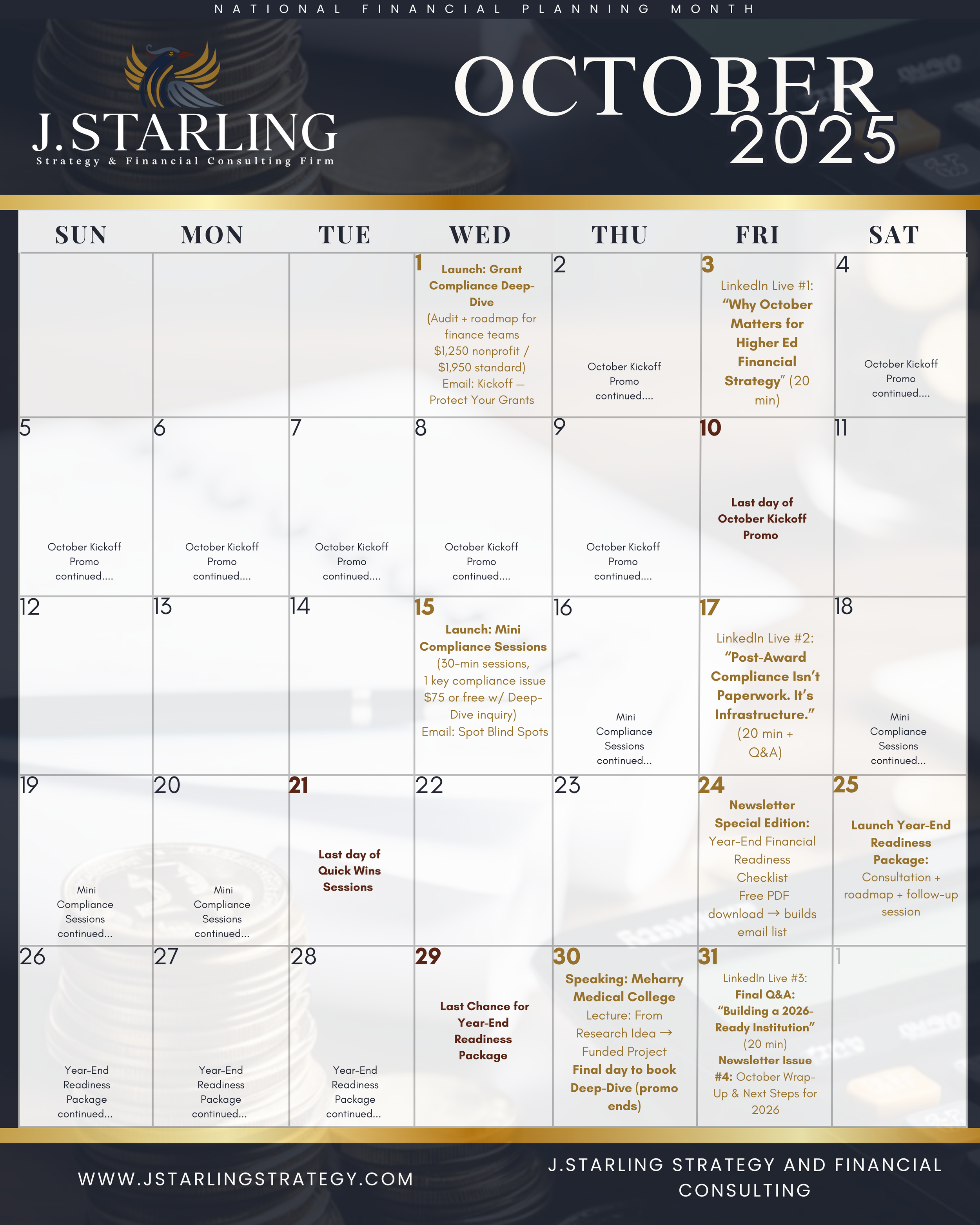October Calendar- J.Starling Strategy
