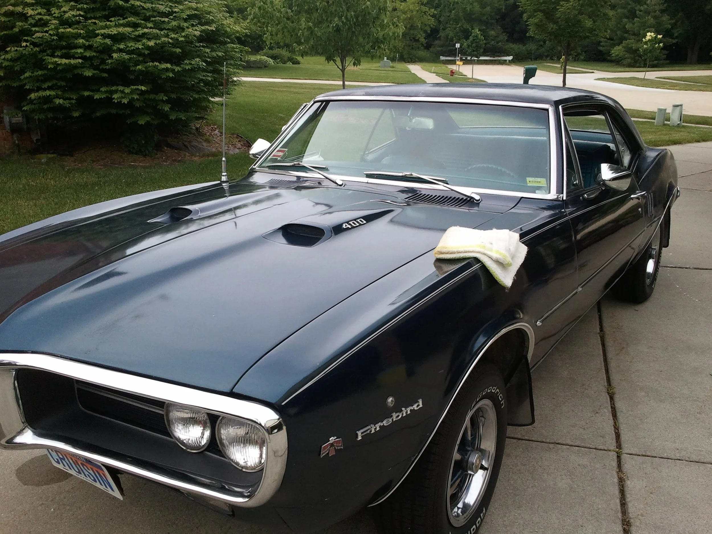 My 67 Pontiac Firebird all washed and waxed
