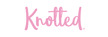 The word 'Knotted' written in pink cursive font.