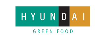 Hyundai logo with the words 'HYUN DAI' and the tagline 'GREEN FOOD'