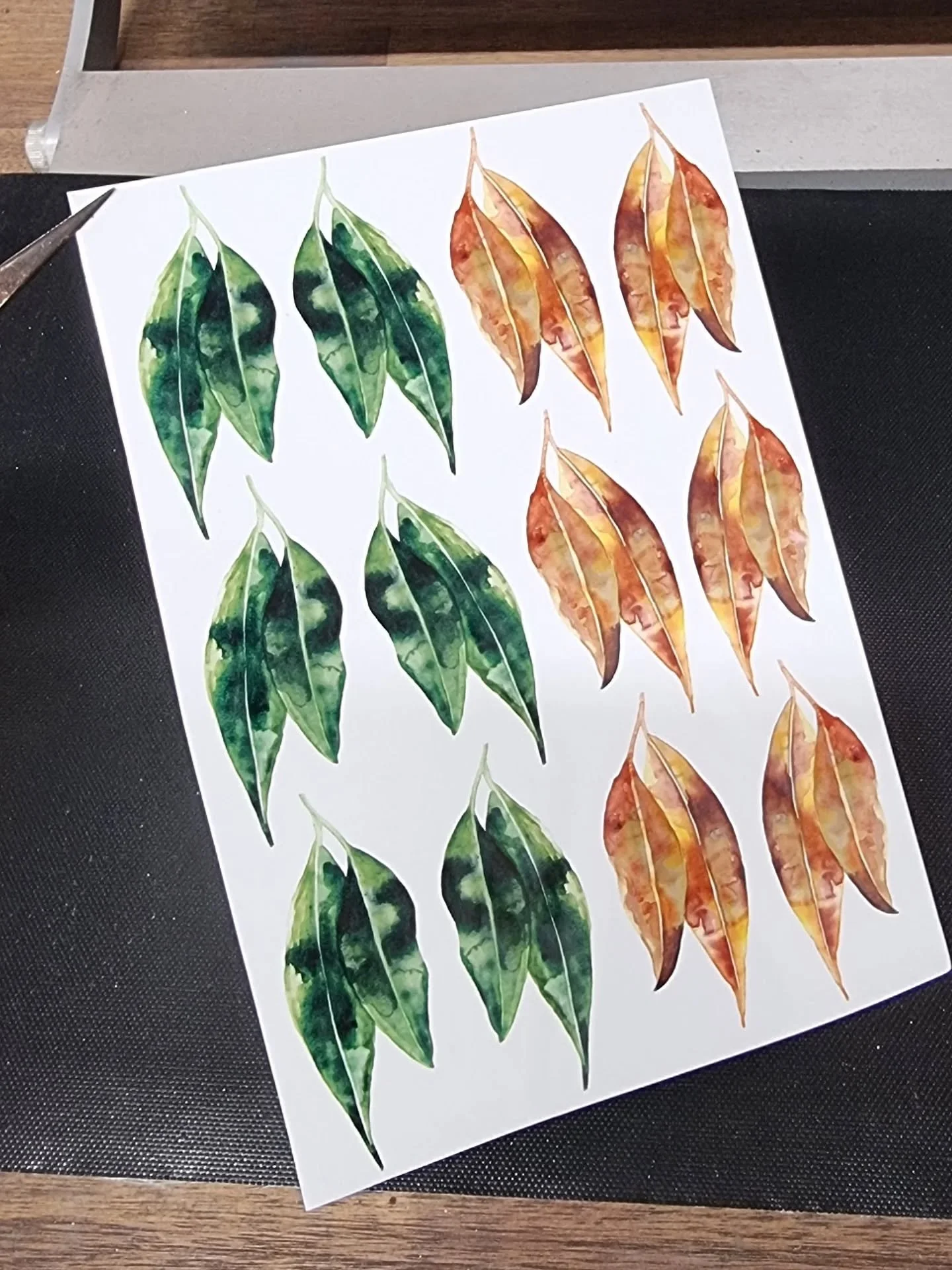 GUM LEAVES - this beautiful watercolour artwork by @elkprints makes for the perfect earring design. 

I have sold these for a few years now, and they are becoming a best-seller at my stockist @aspectsofkingspark 

I'll be handcutting 20 pairs of thes