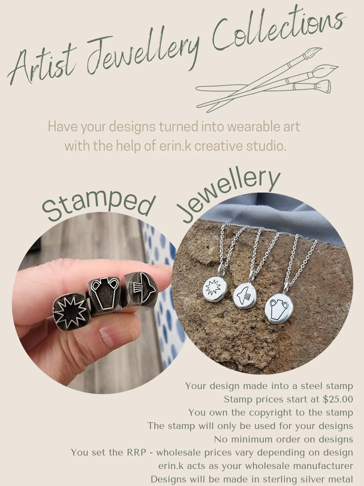 FOR ARTISTS - your artwork + my jewellery making skills = custom made wearable art. Making your artwork accessible to more collectors.

Let's work together 😊
