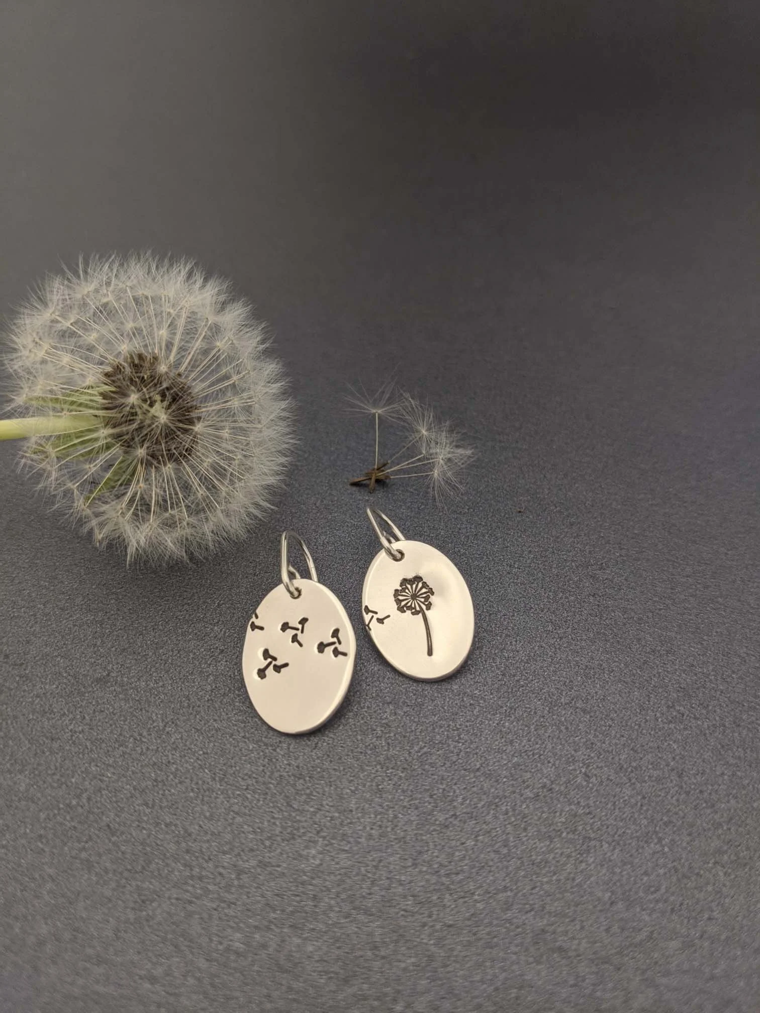 GARDEN GLORY - Dandelion stamped earrings