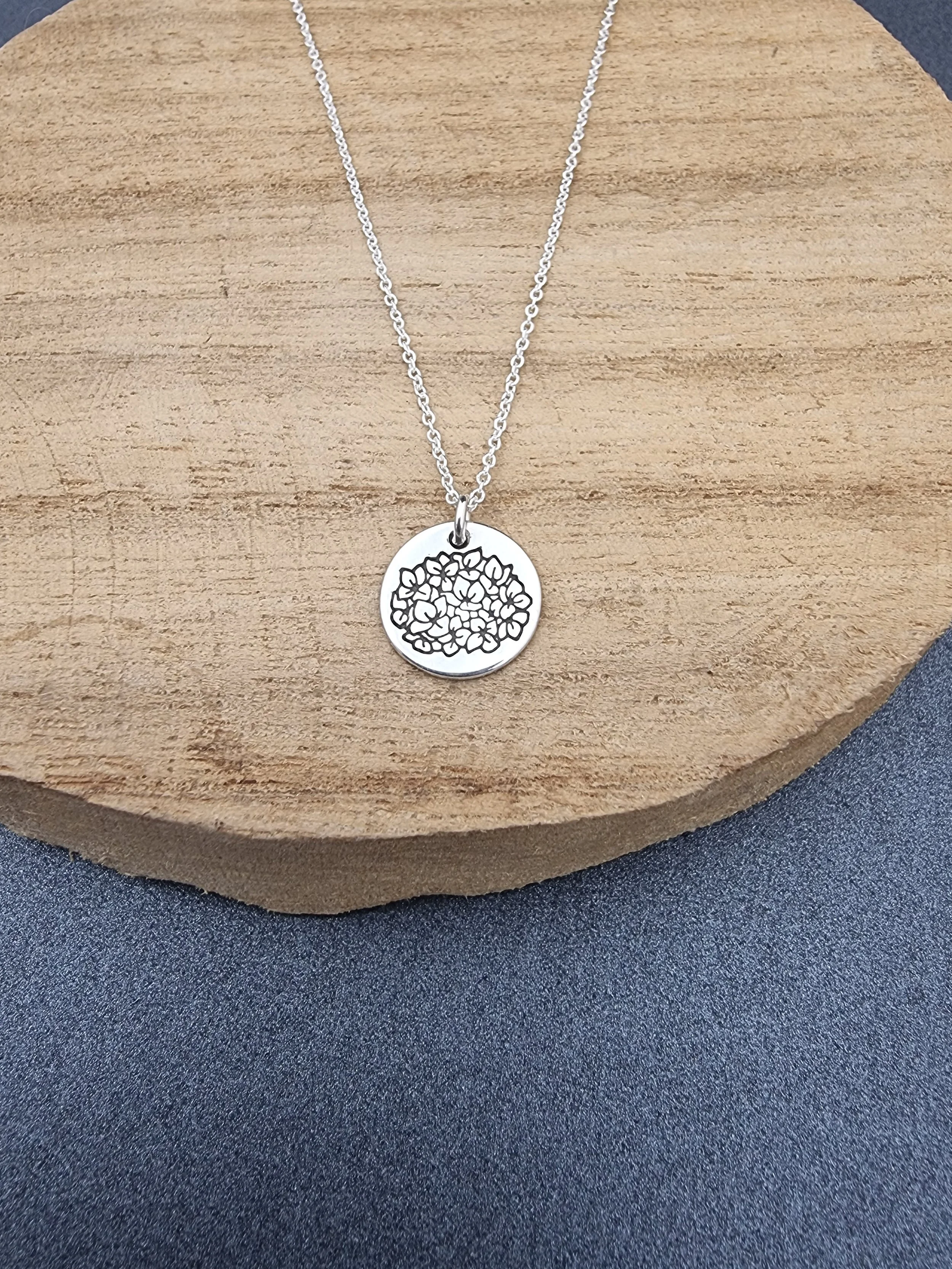 GARDEN GLORY - Hydrangea stamped necklace