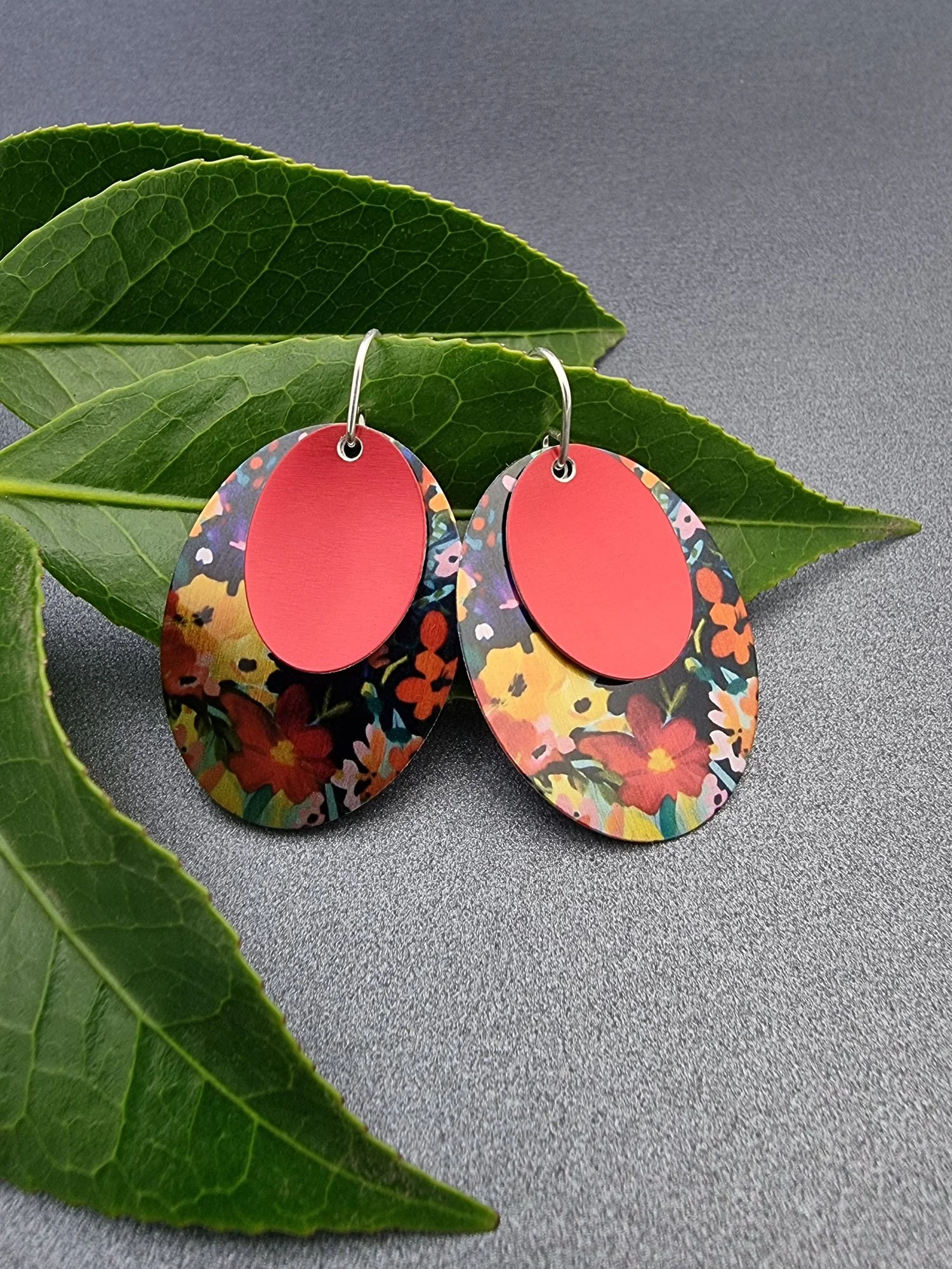FLORETTE – Ruby double oval earrings LARGE