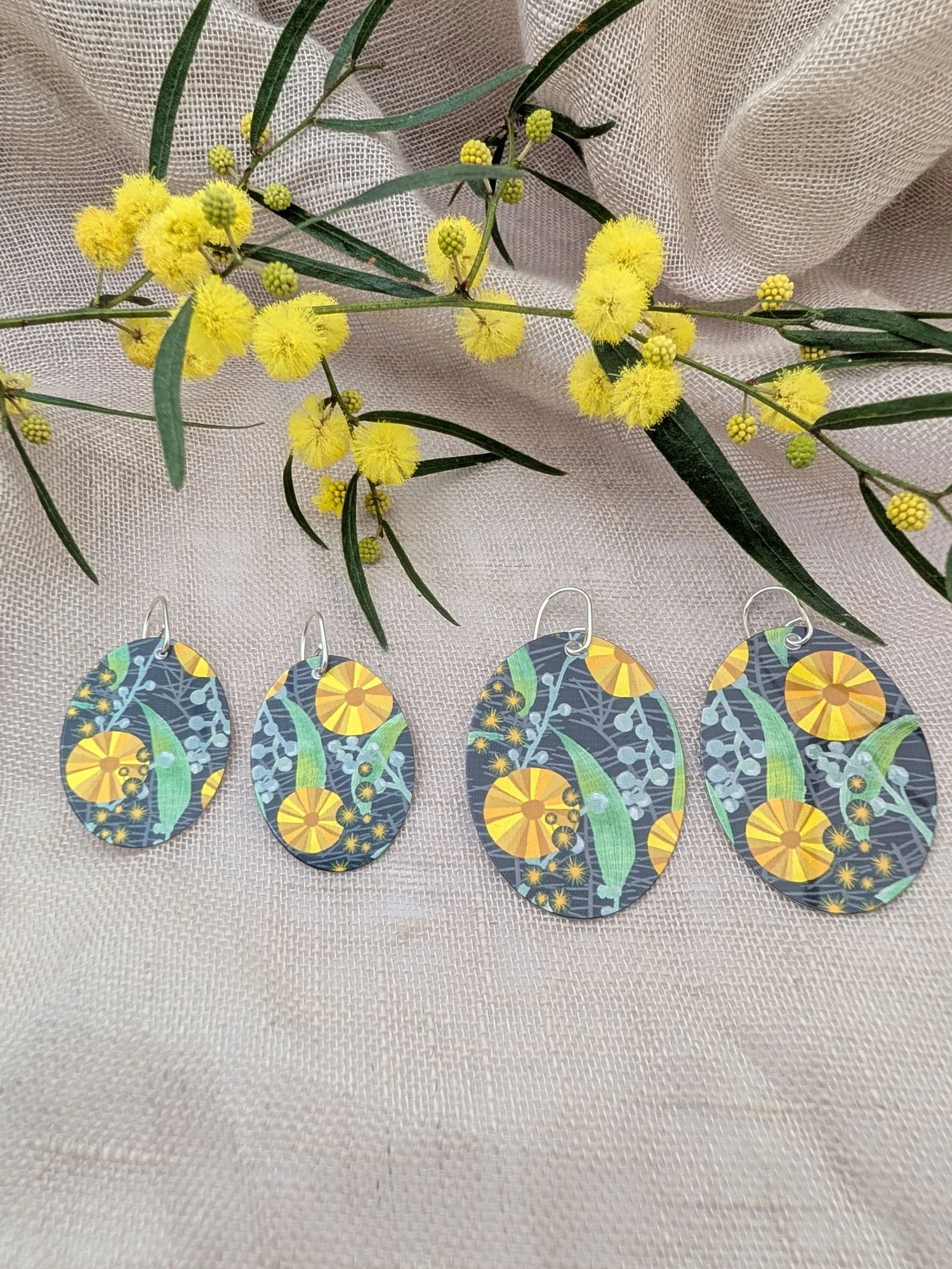 BUSH WALK – Wattle oval earrings