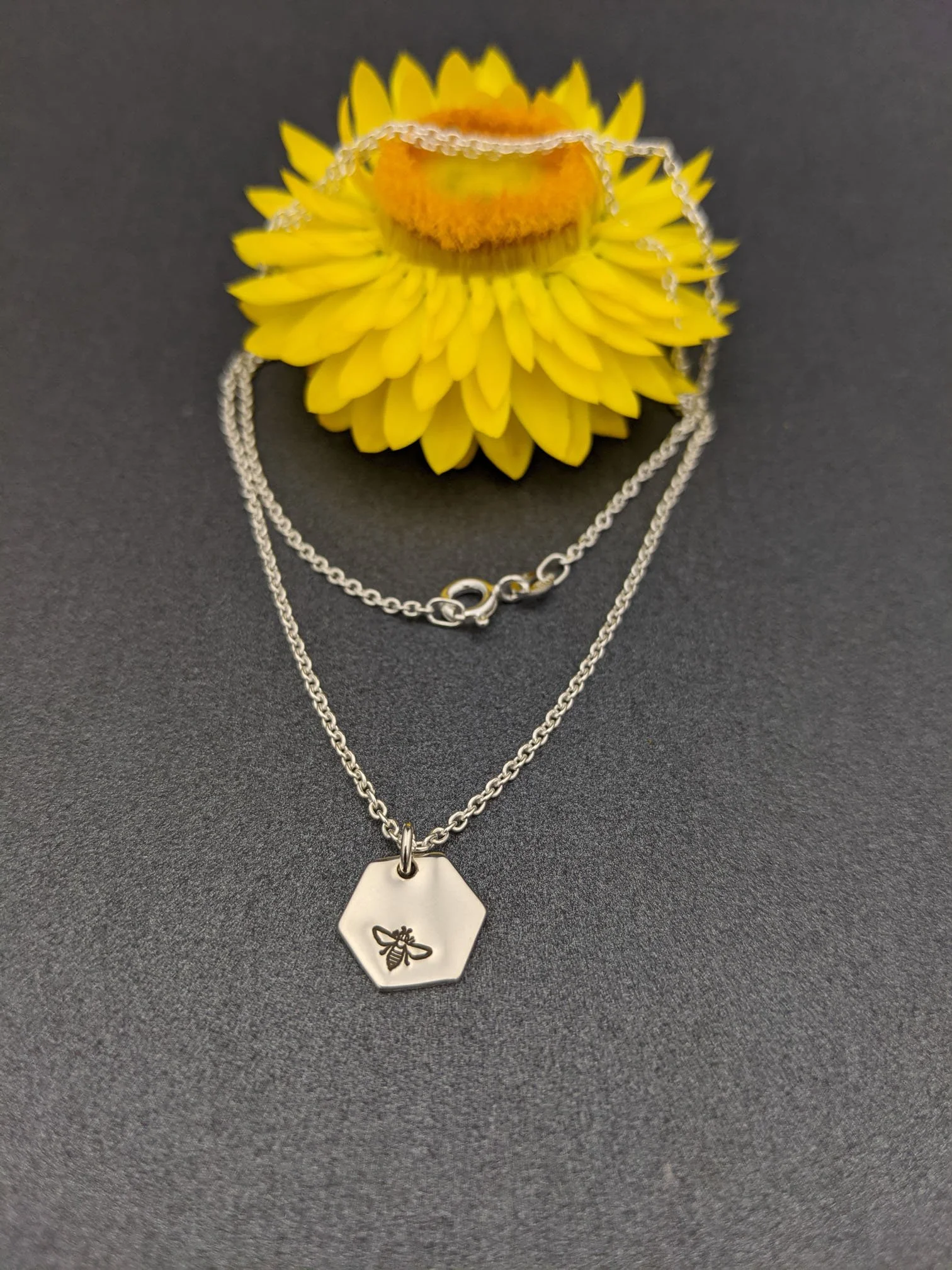 GARDEN GLORY - Tiny Bee stamped necklace
