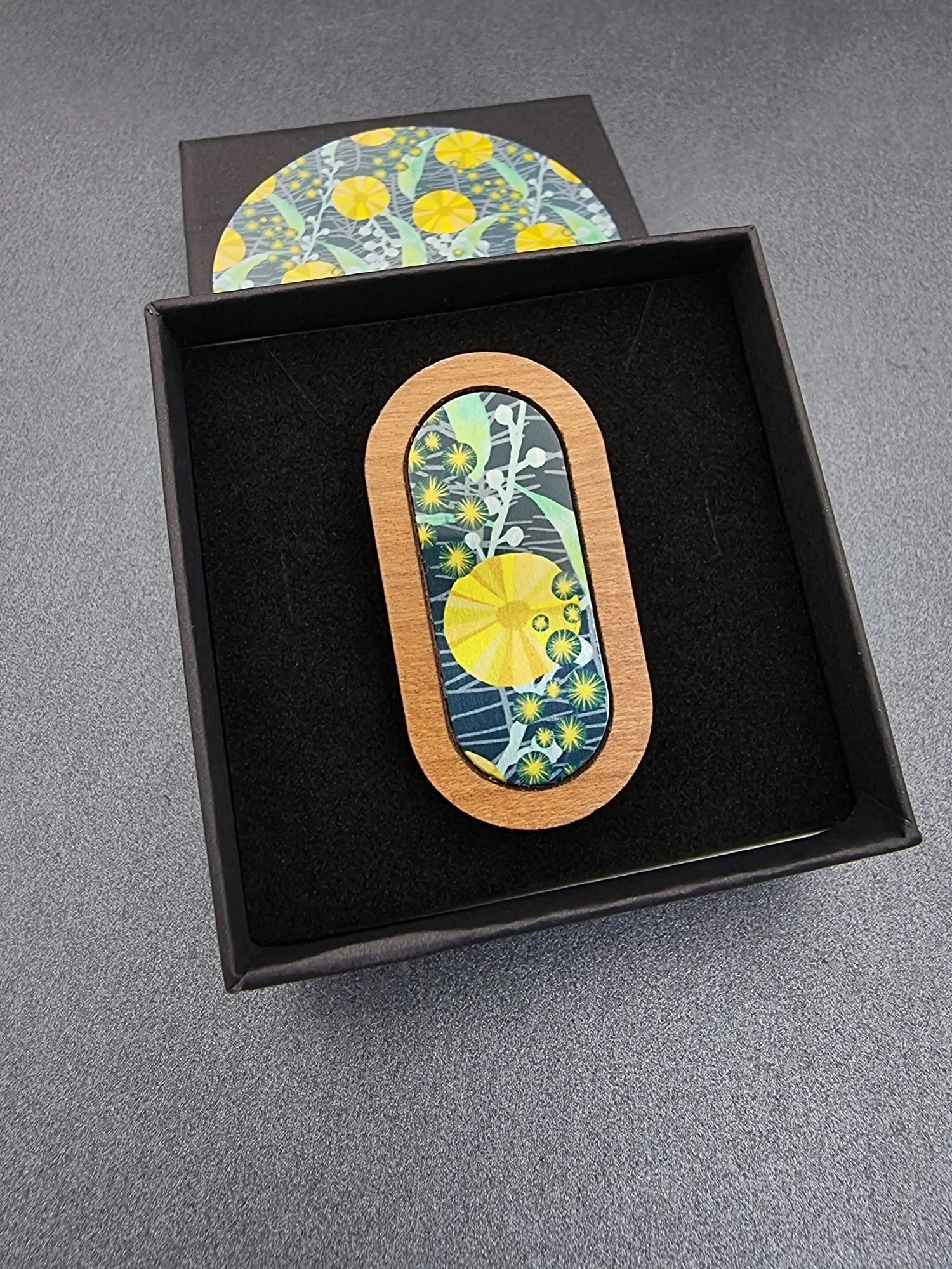 BUSH WALK – Wattle timber brooch