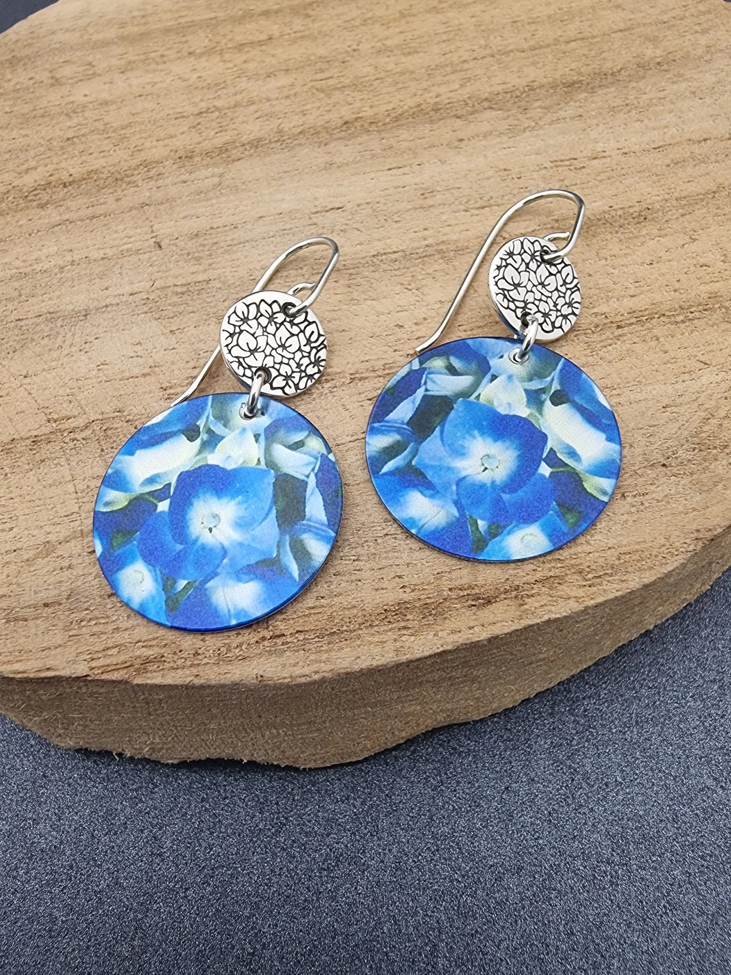 GARDEN GLORY - Hydrangea stamped drop earrings
