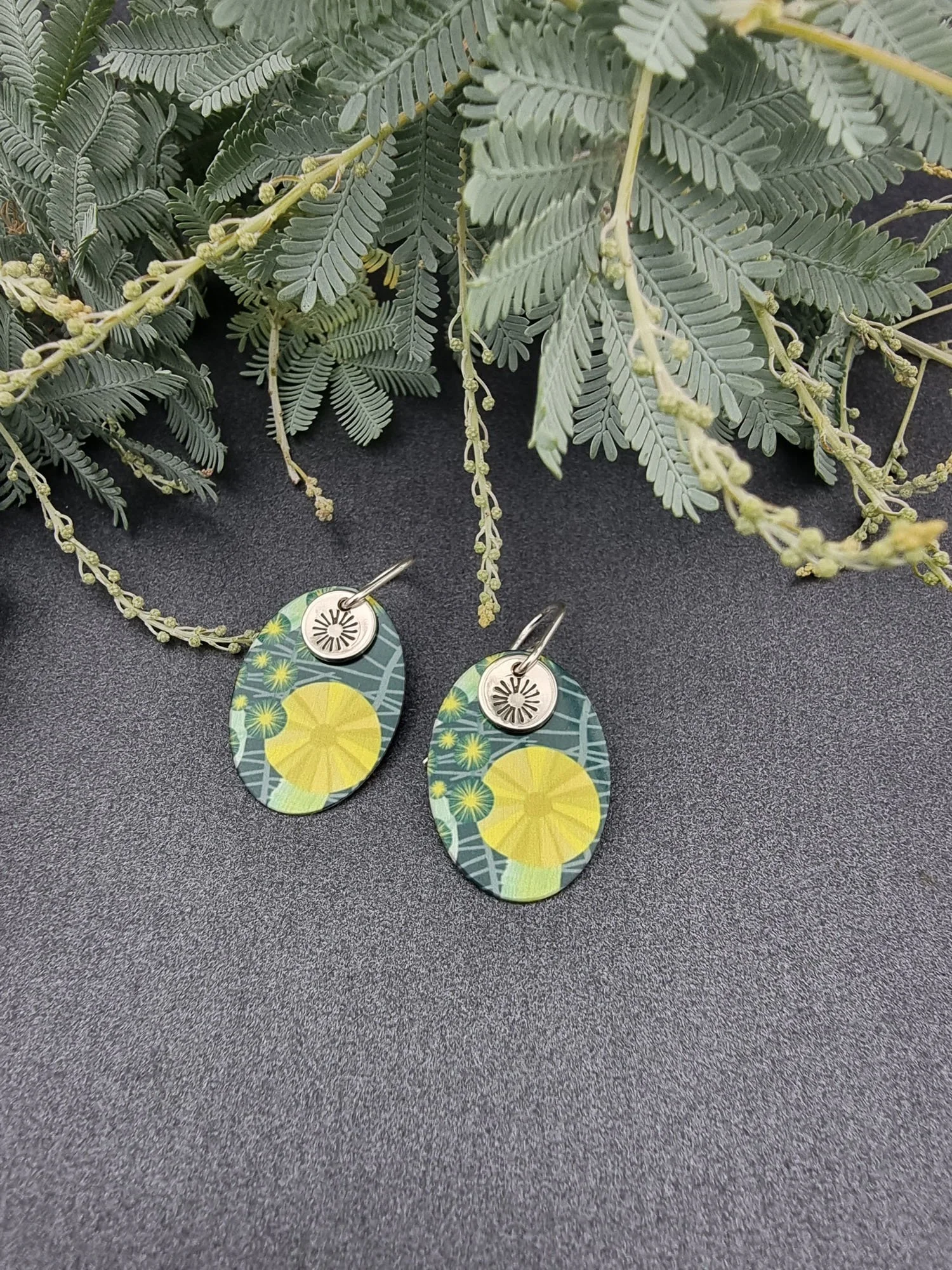 BUSH WALK – Wattle silver stamped earrings