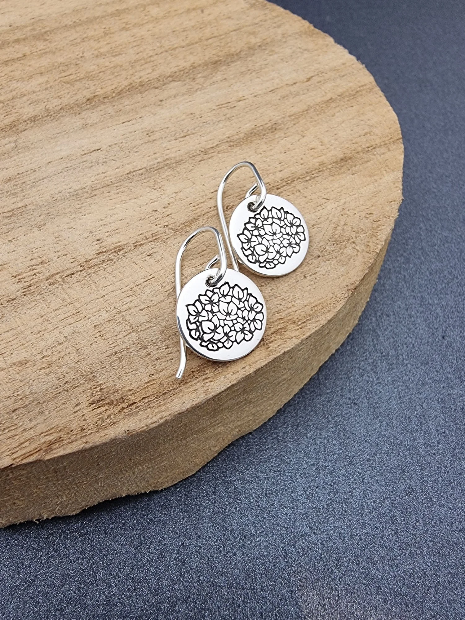 GARDEN GLORY - Hydrangea stamped earrings