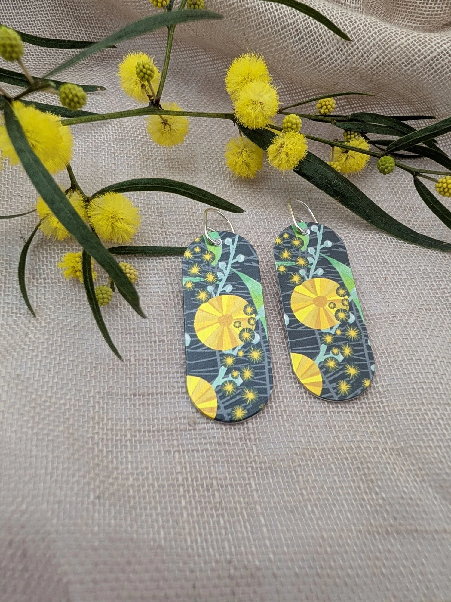 BUSH WALK – Wattle elongated drop earrings