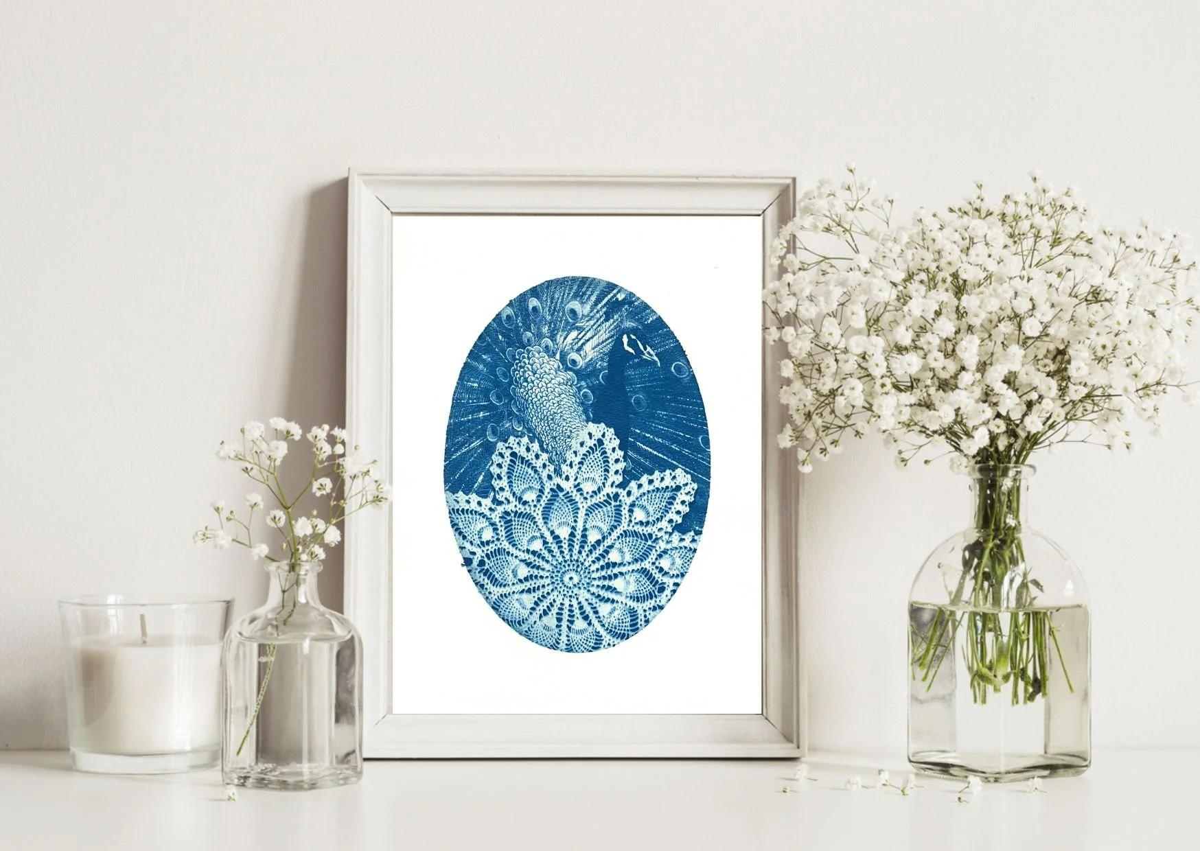 CYANOTYPE - Peacock + Lace print