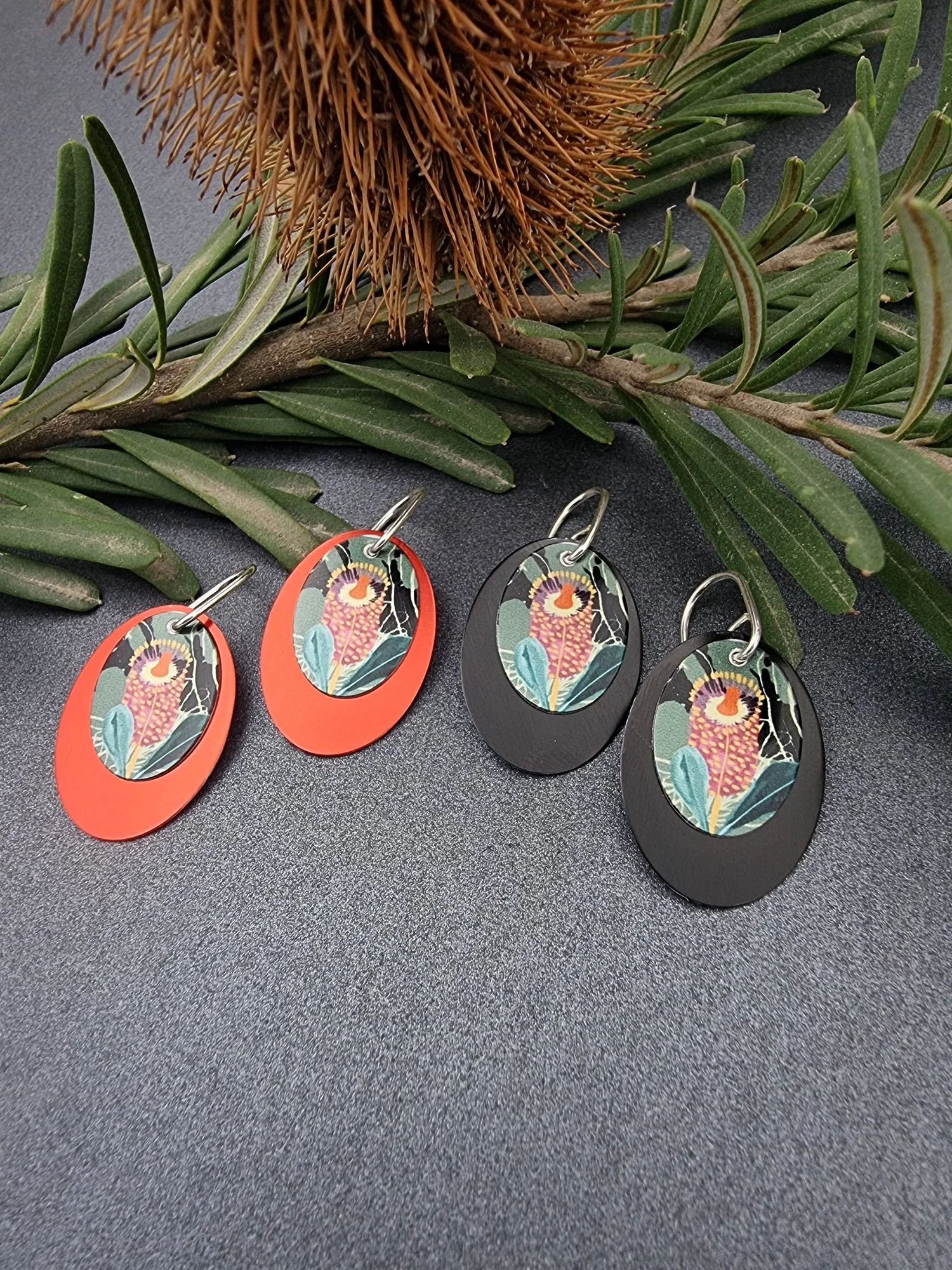 BUSH WALK – Banksia double oval earrings #2