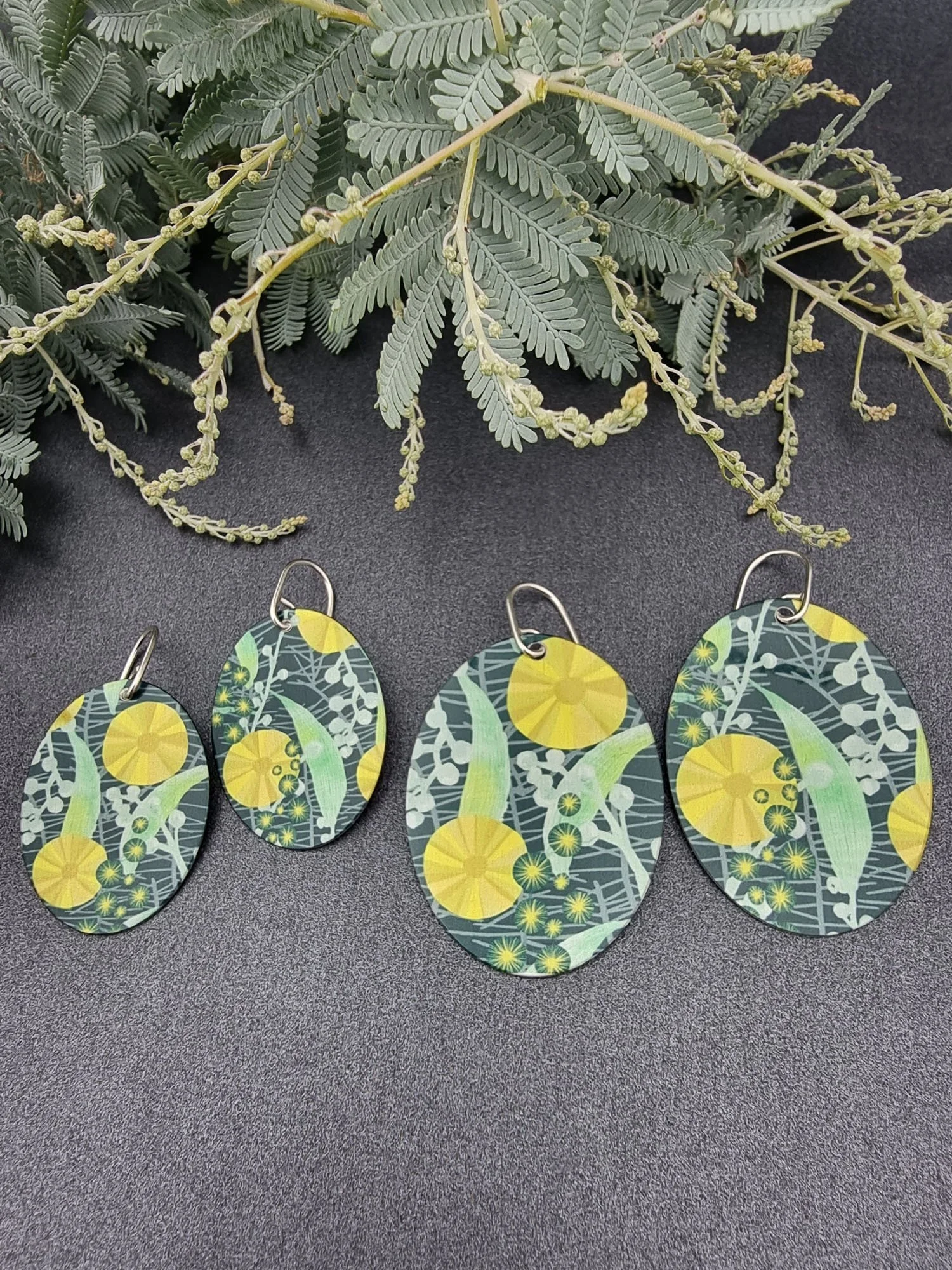 BUSH WALK – Wattle oval earrings
