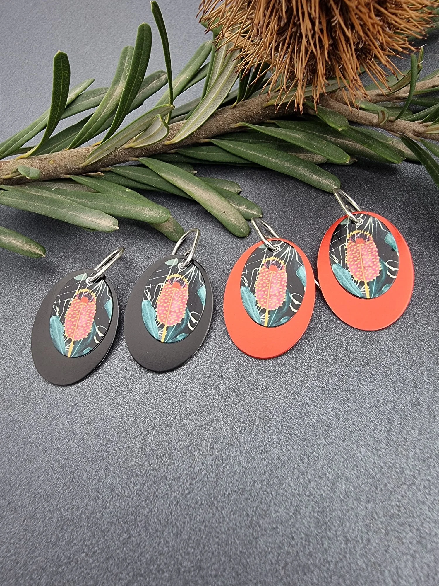 BUSH WALK – Banksia double oval earrings #1
