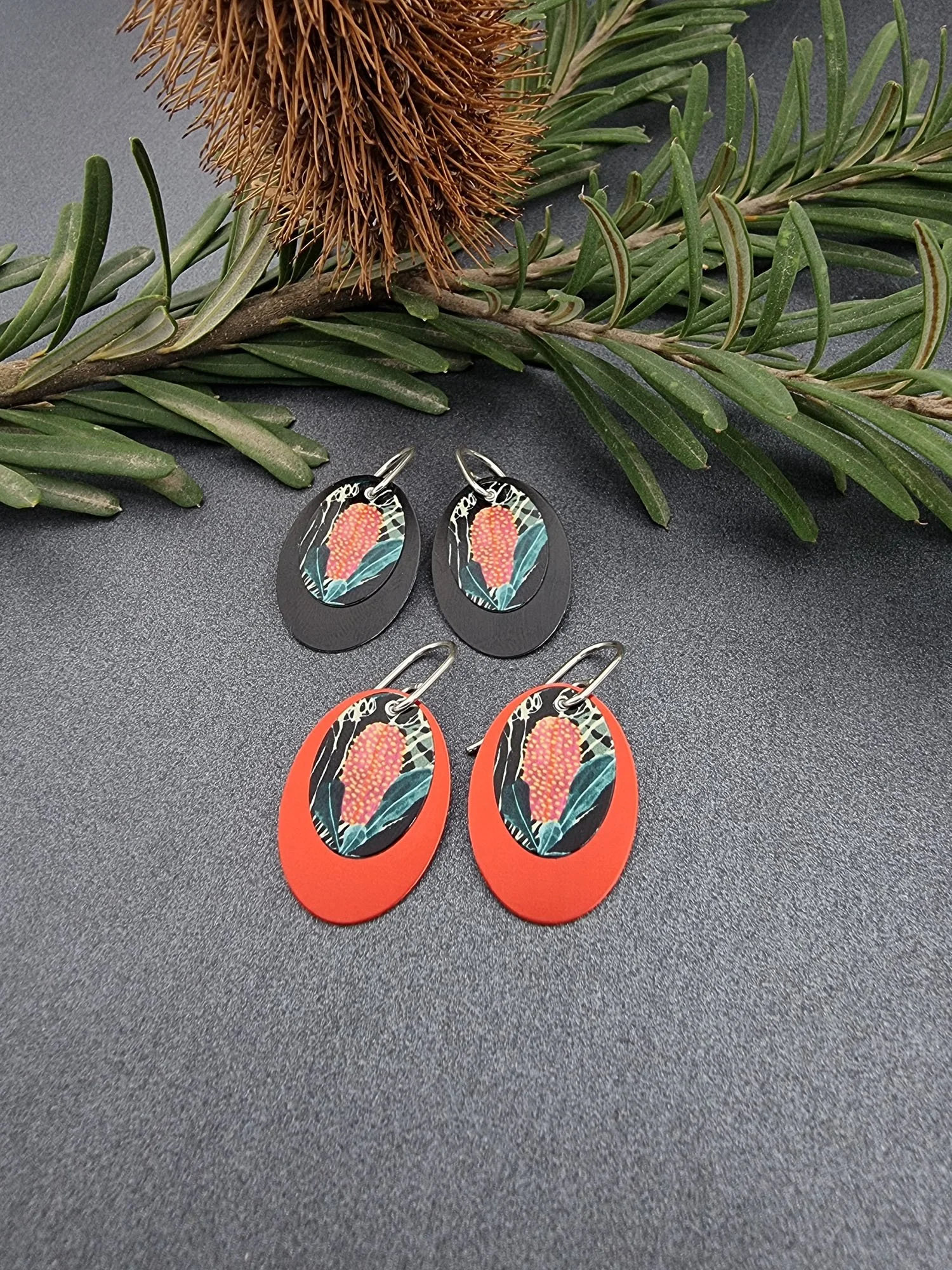 BUSH WALK – Banksia double oval earrings #3