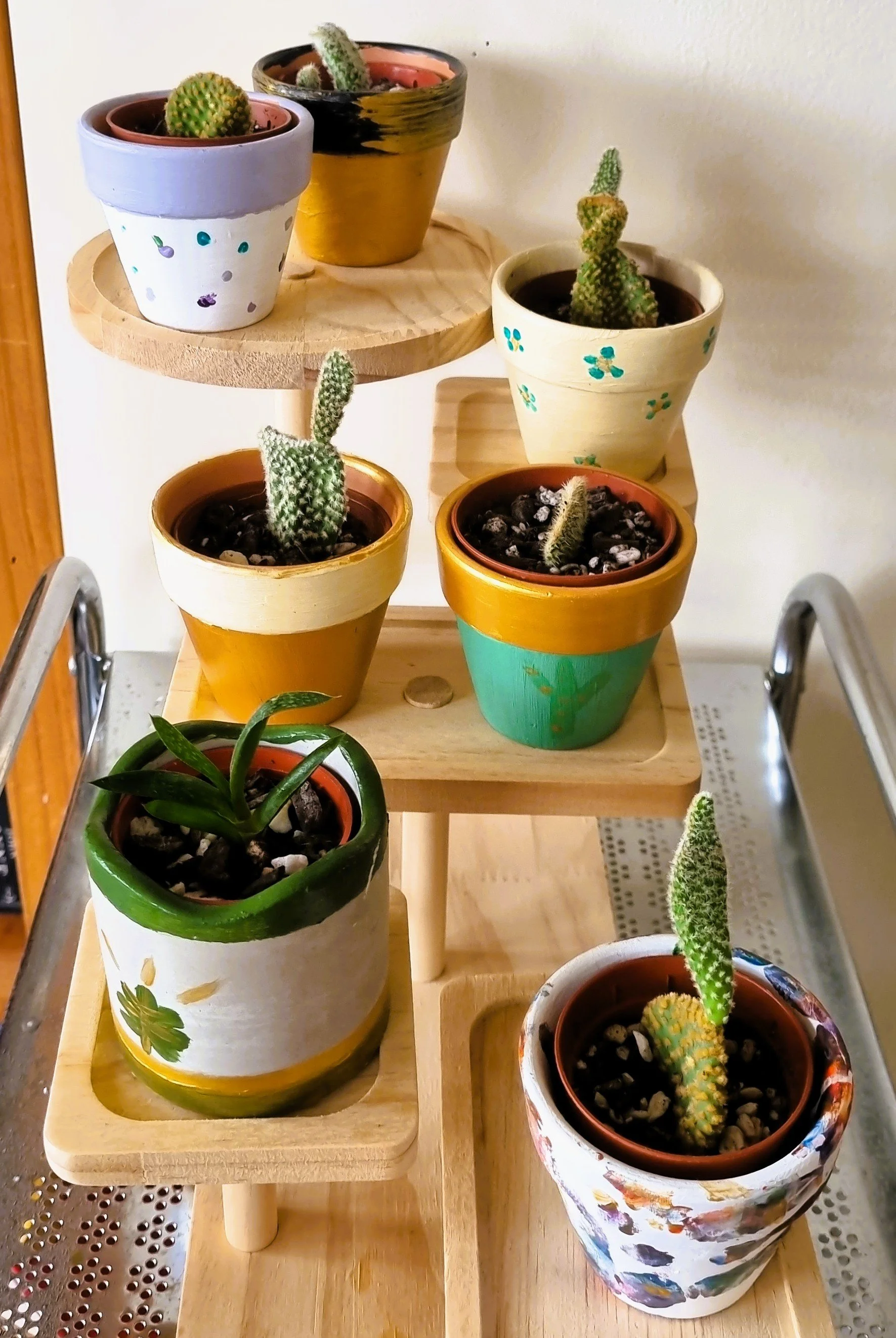 Assortment of hand painted artisan mini terracotta pots