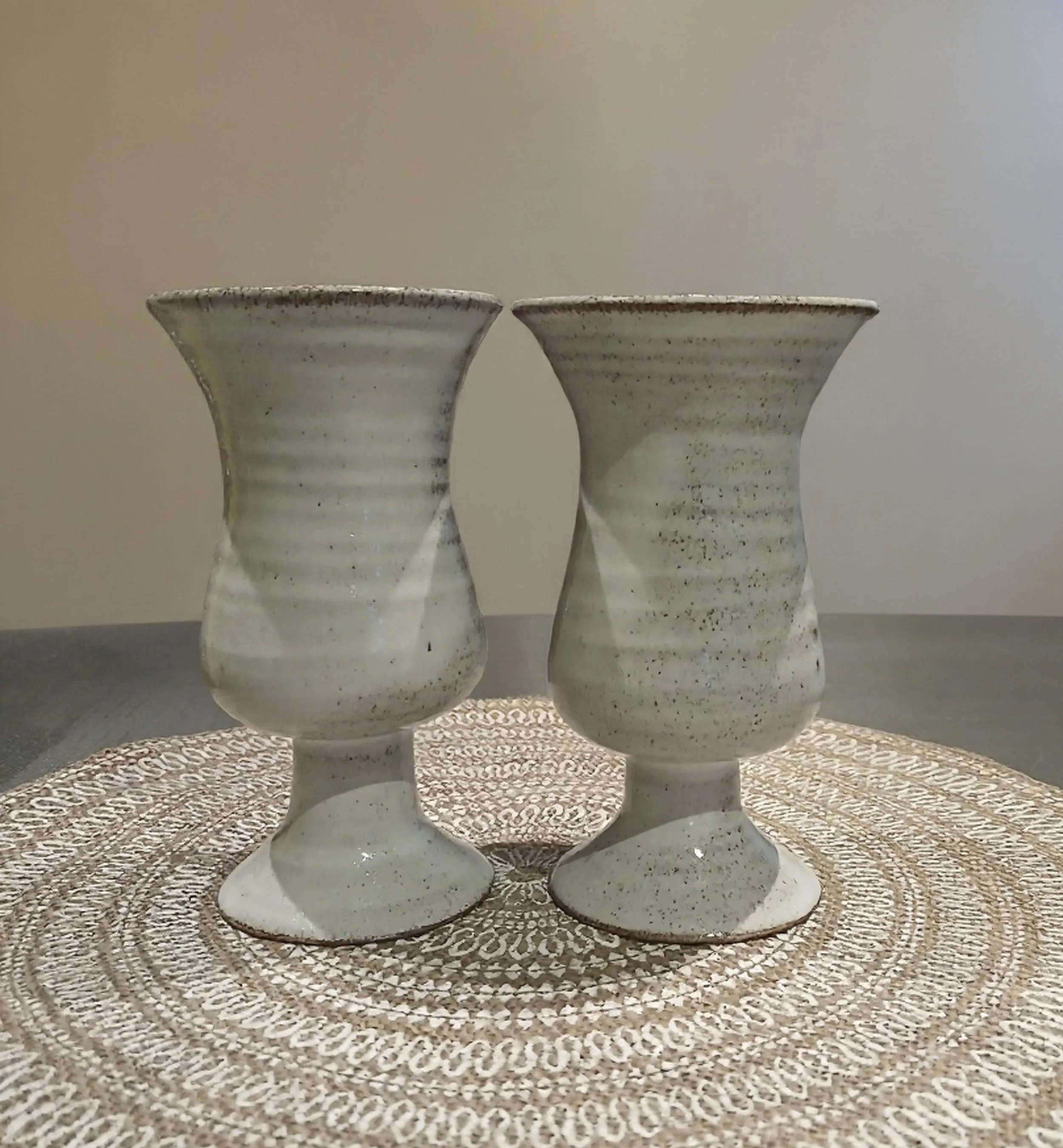 Speckled Ceramic Decor Pair – Minimalist Boho Home Styling