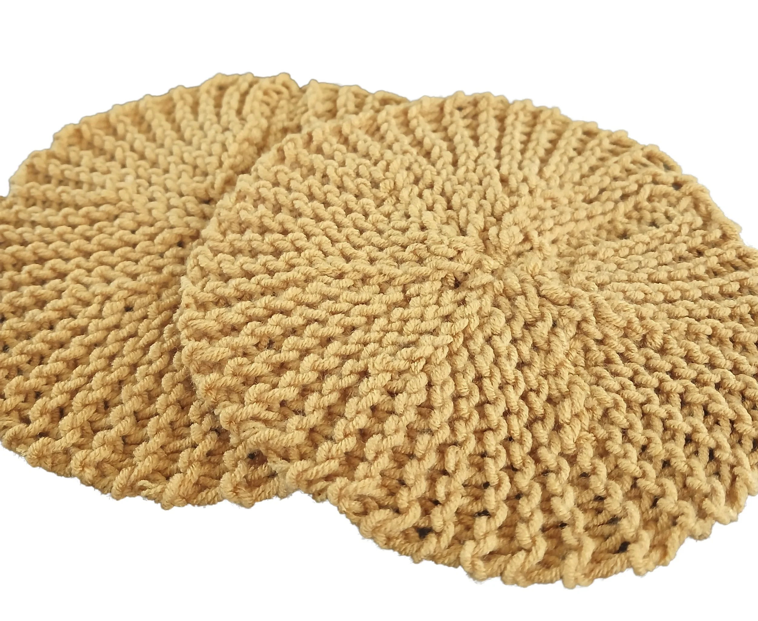 Hand-knitted sunburst decor pair