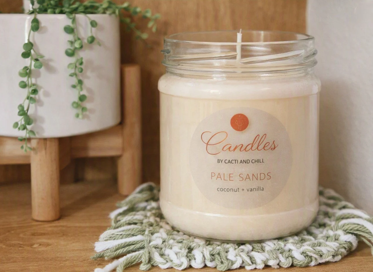 Pale Sands candles on shelf with plant and mat.jpeg