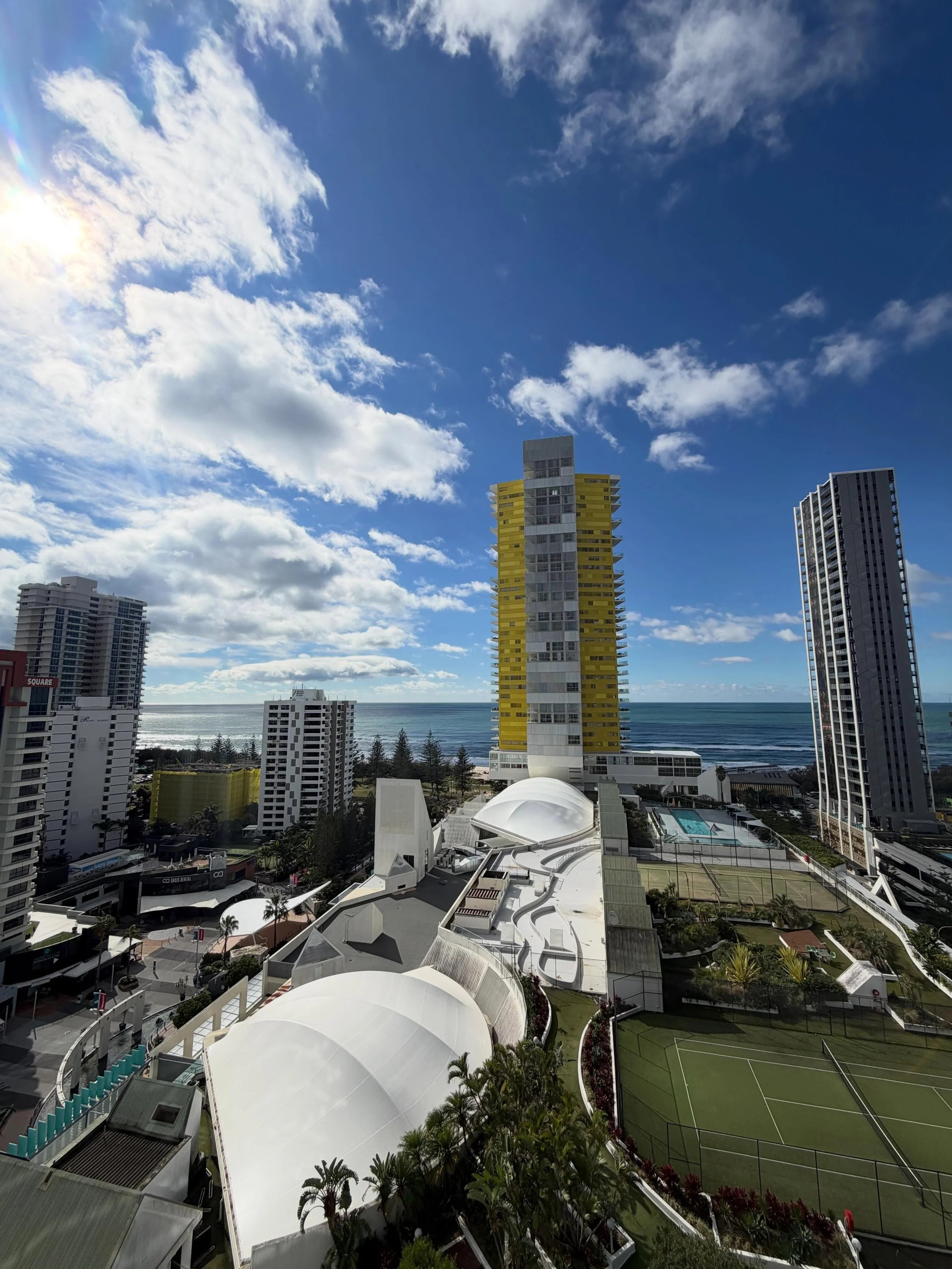 A beautiful sunny day in the Gold Coast with buildings that remind me of Lego