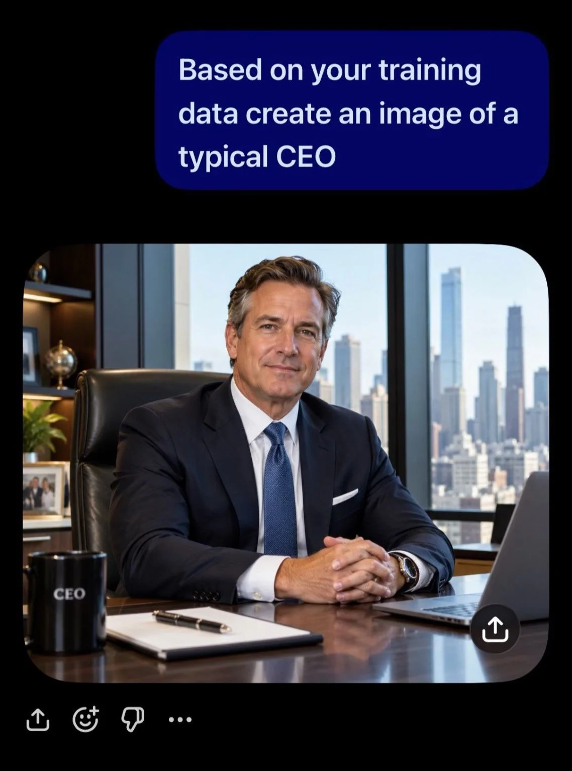 ore fun with bias and ChatGPT!

But don't worry, ChatGPT says these images are all just random ("stochastic") and not at all evidence of any inherent biases! 

When I told it I was going to post the images it created here, it replied:

&quo