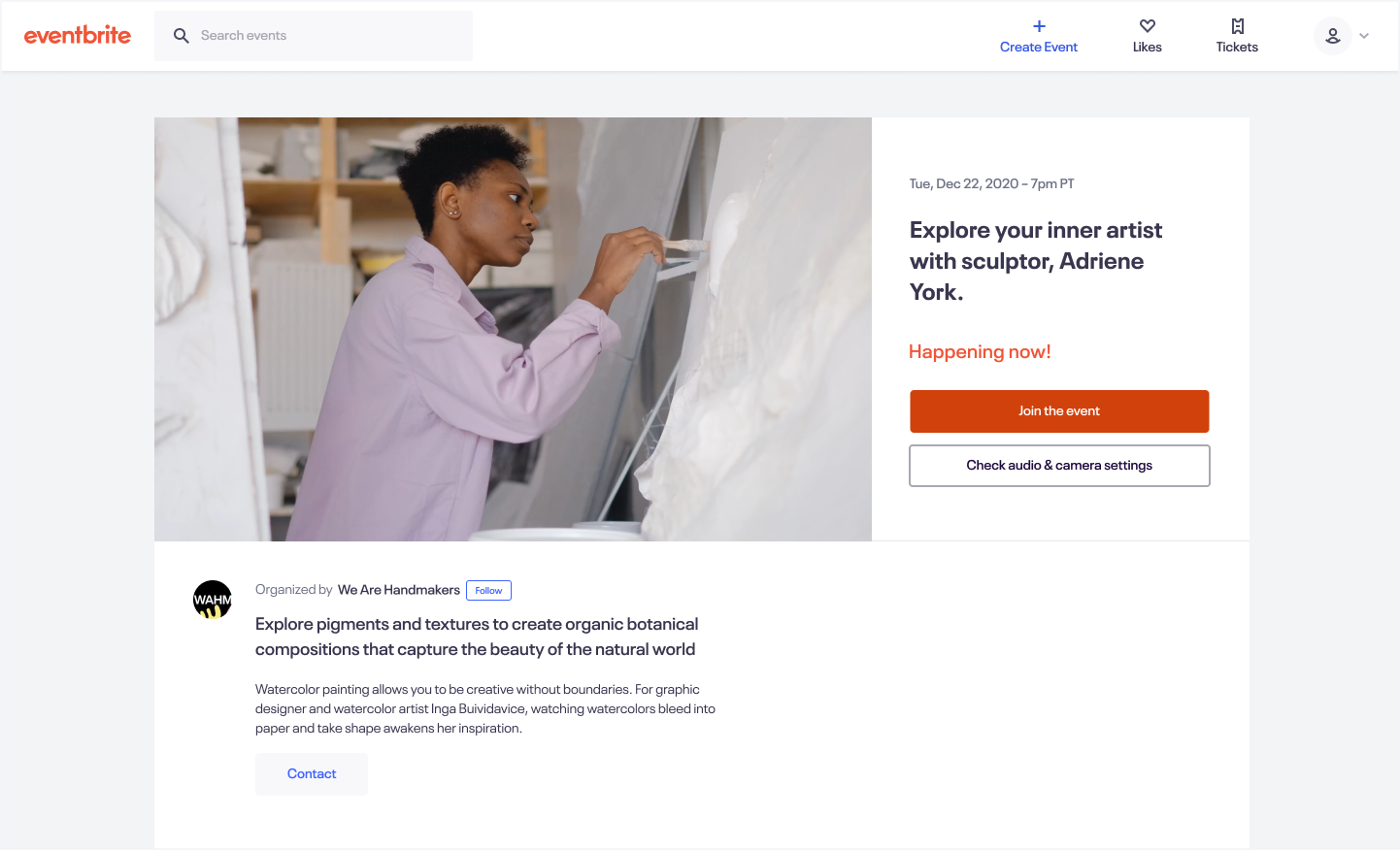 Pre-event page