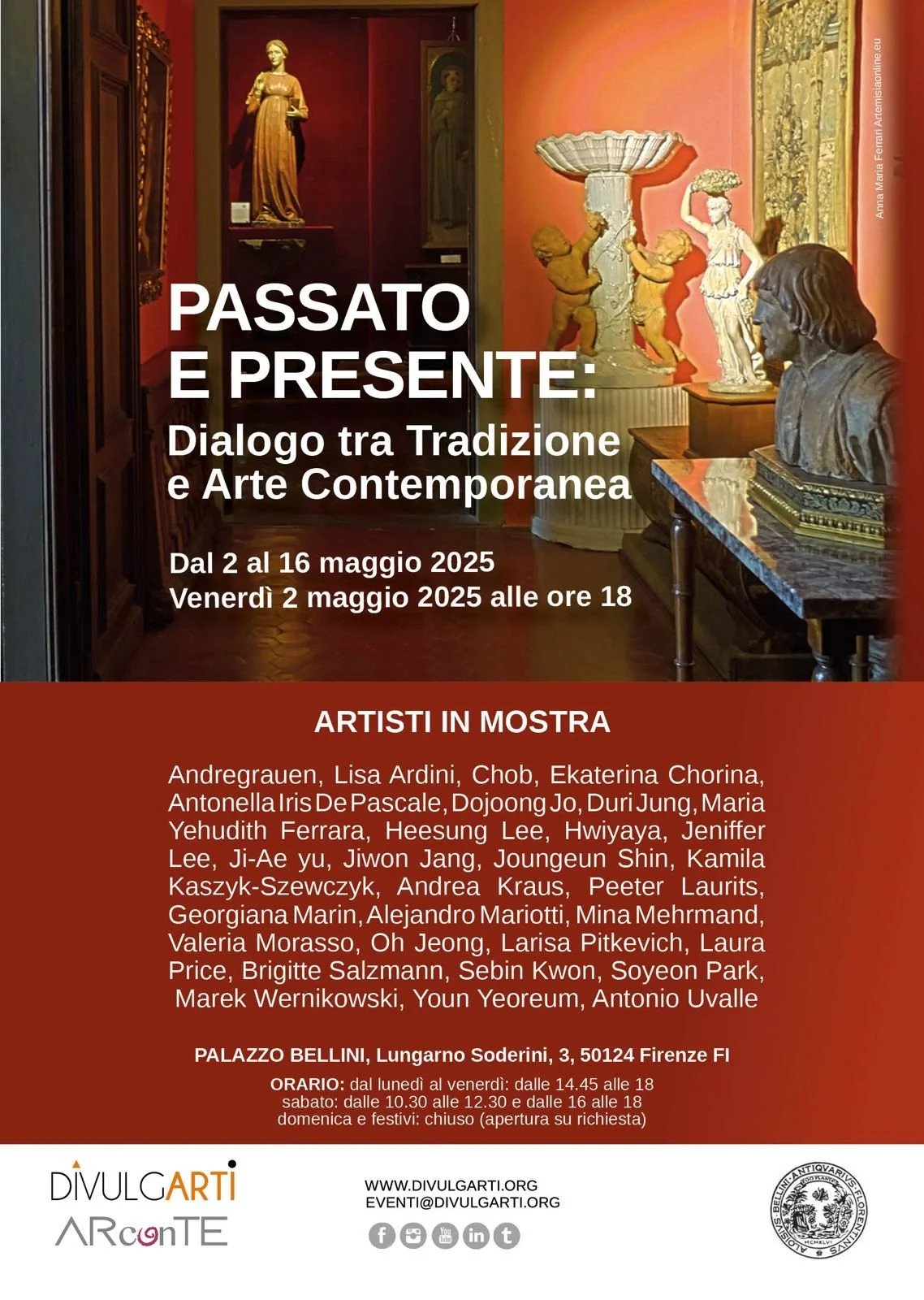 Invitation to the exhibition "Passato e Presente: Dialogo tra Tradizione e Arte Contemporanea" - May 2025 - Museo Luigi Bellini (Florence)