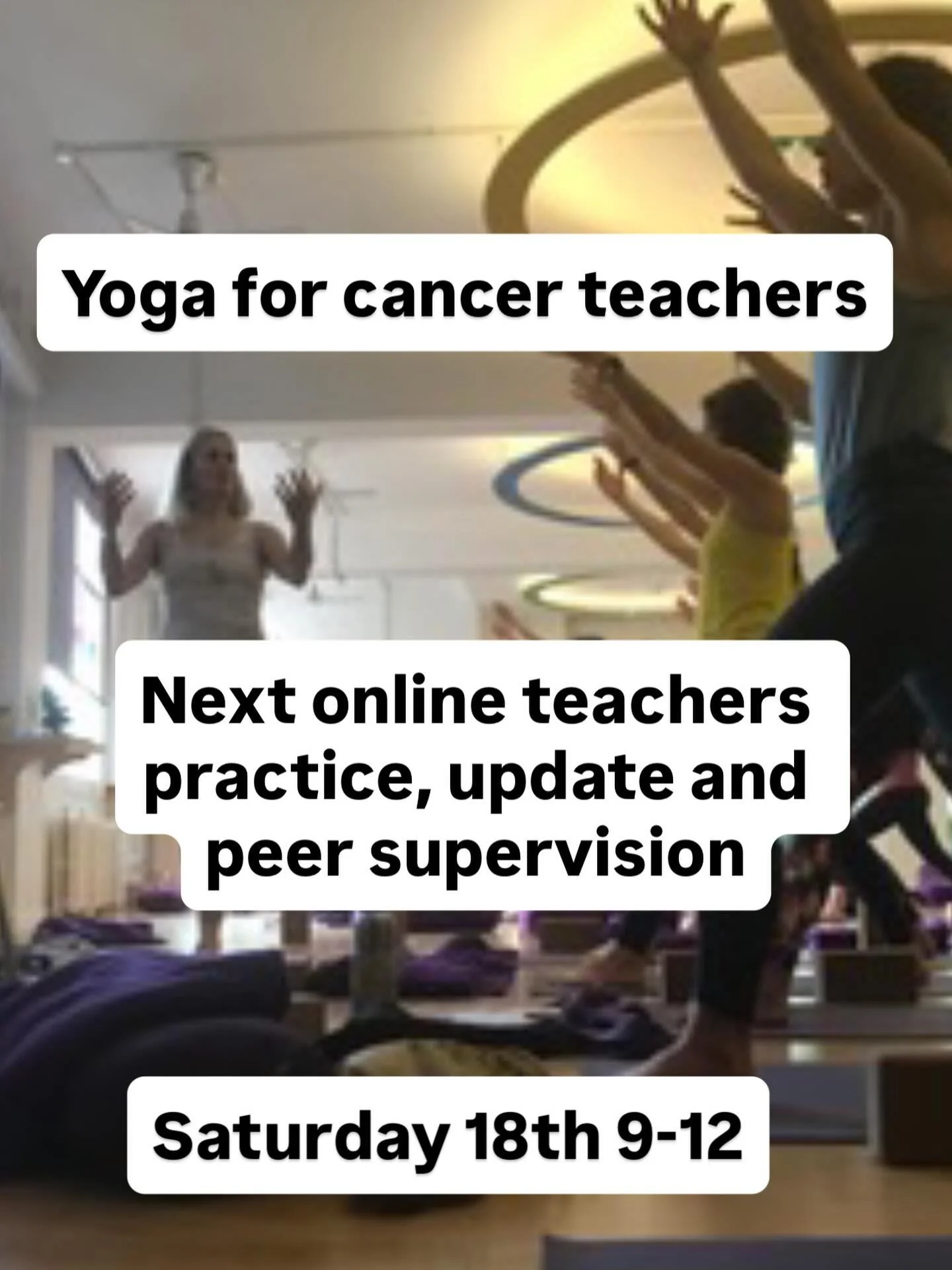 This Saturday 18th April 9-12 is our second teachers practice and peer supervision. For any yoga cancer teachers. The theme is chair yoga and will be followed by an update and then peer support and supervision.  DM me for a link to book or with any q