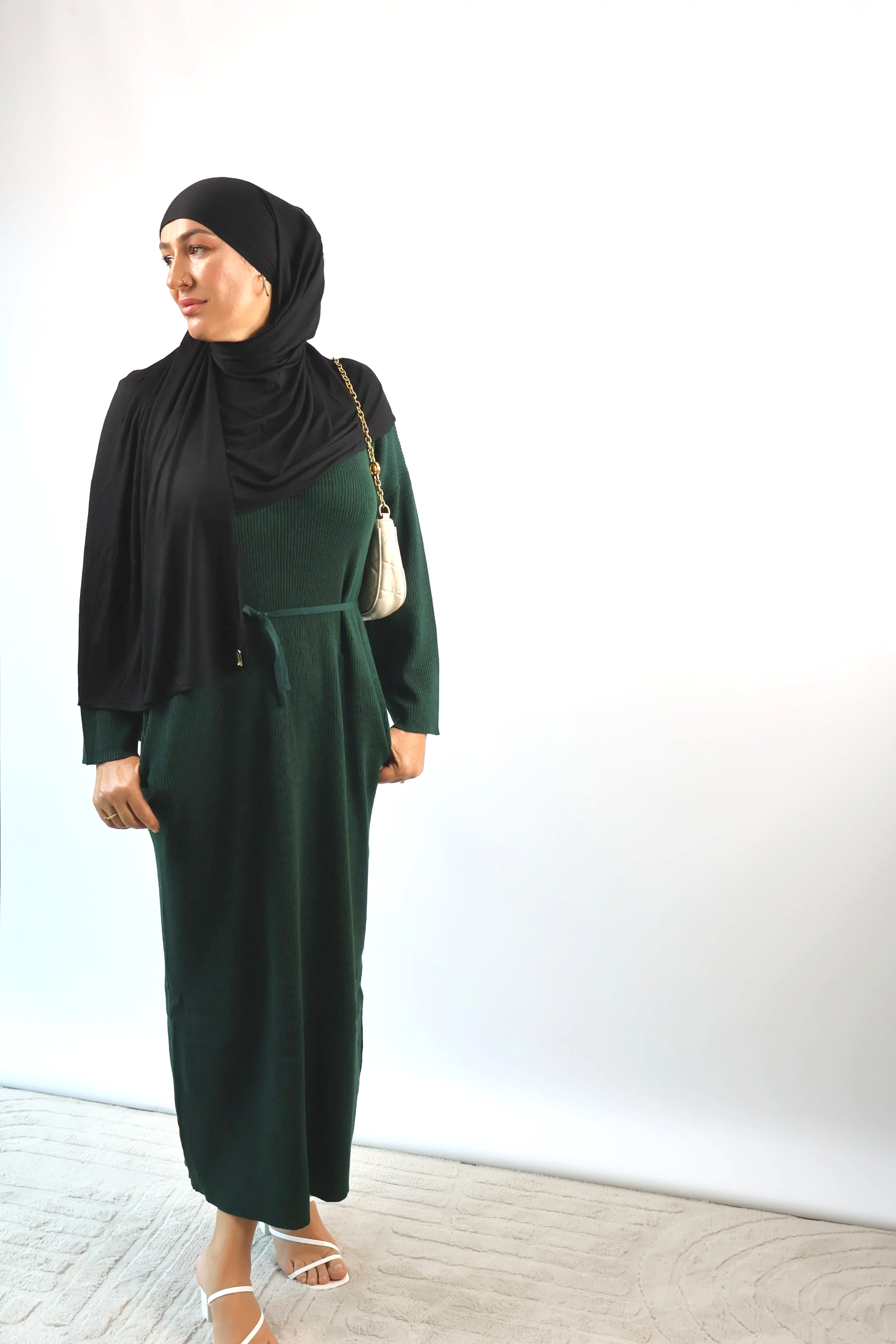 Huda Everyday Knit Abaya Green