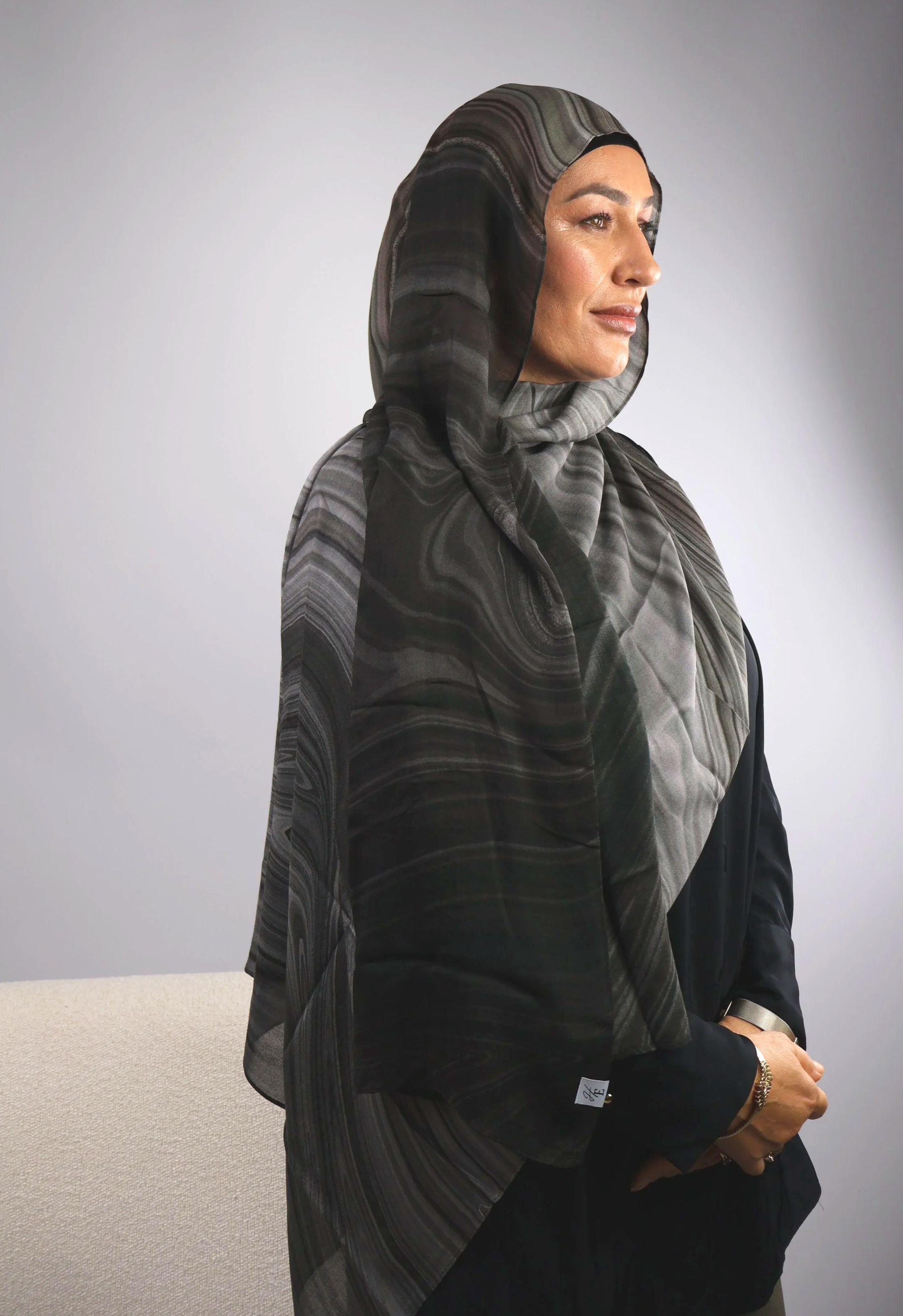 Premium Modal Hijab – Dark Chocolate Marble