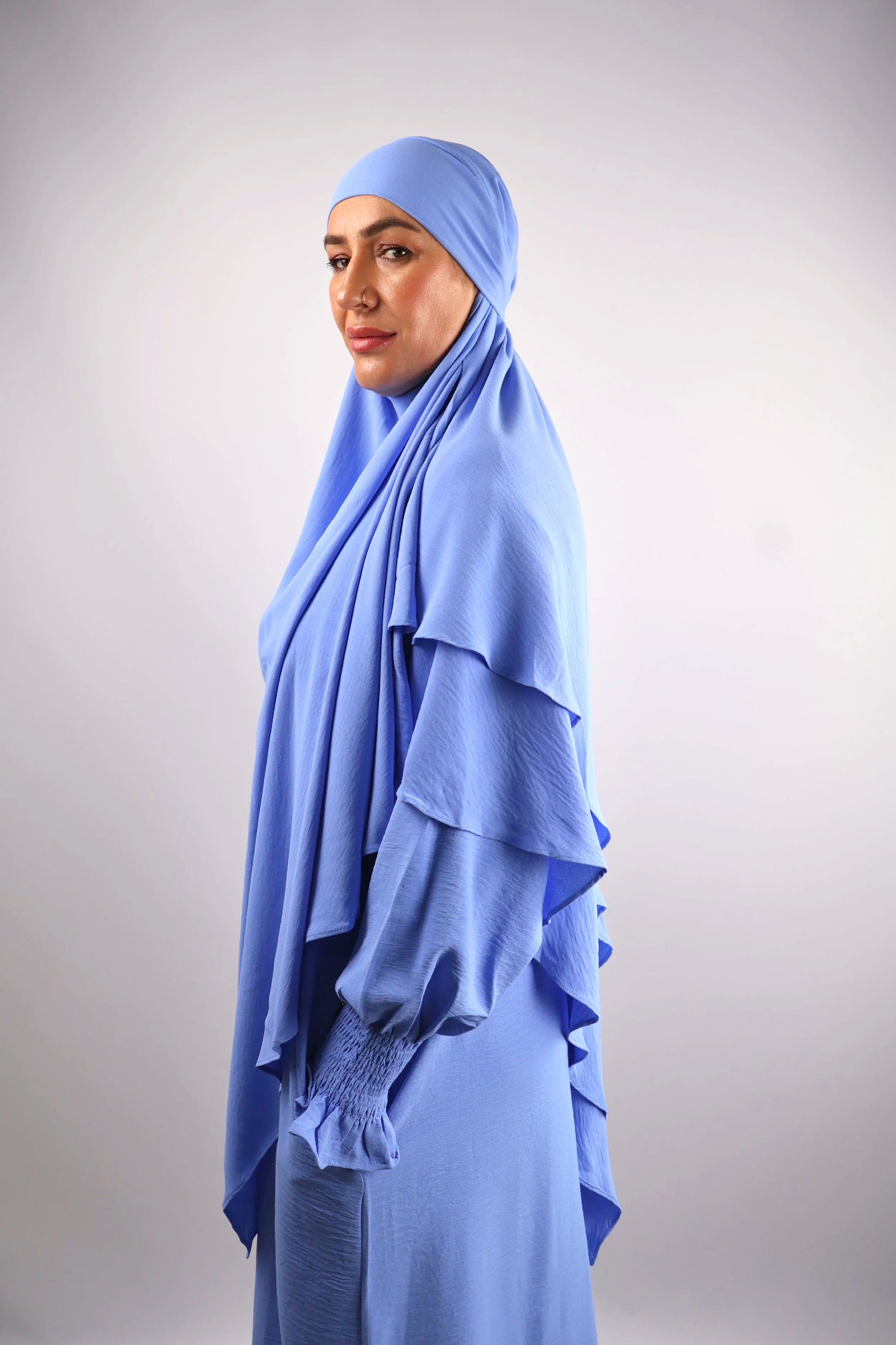 Two Piece Khimar - Light Blue