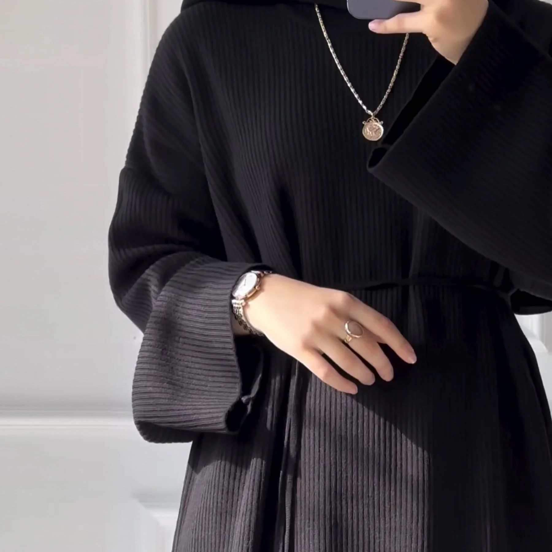 Huda Everyday Knit Abaya - Black