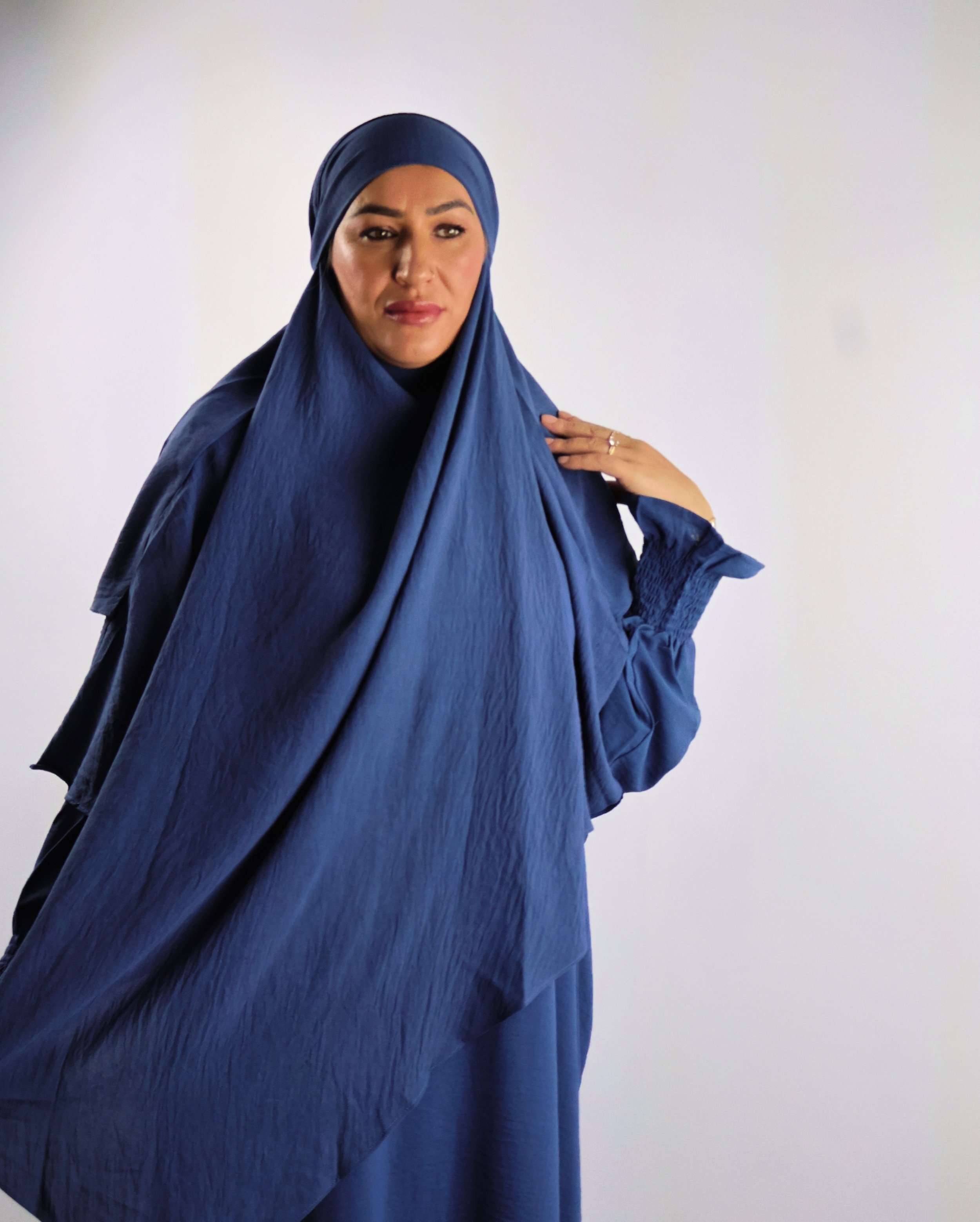 Two Piece Khimar - Navy Blue