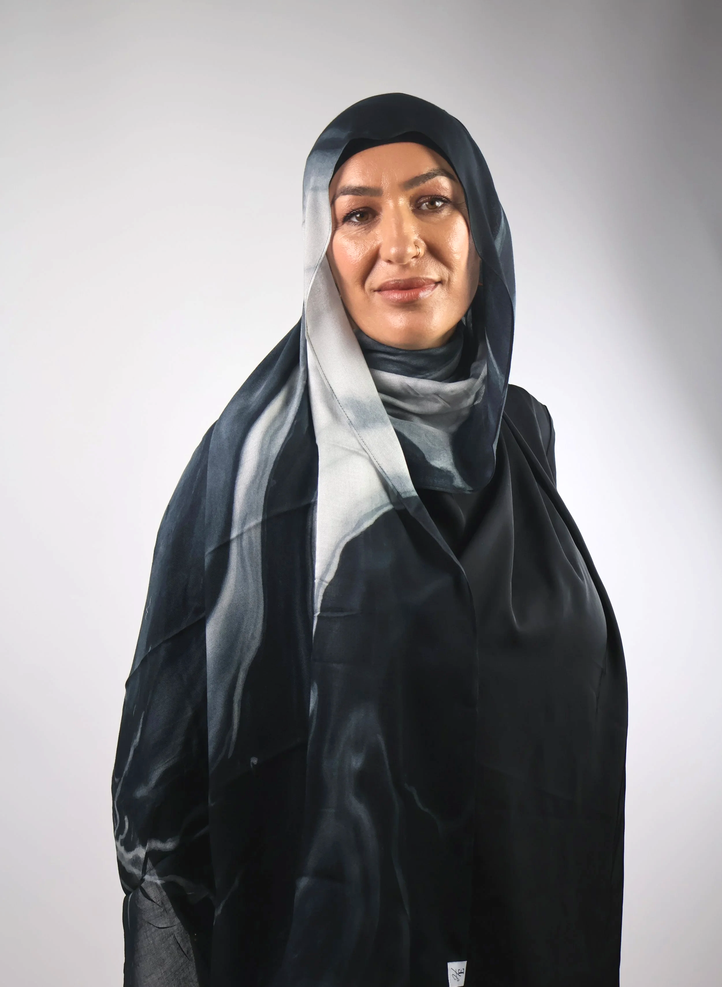 Premium Modal Hijab – Black Marble Swirl