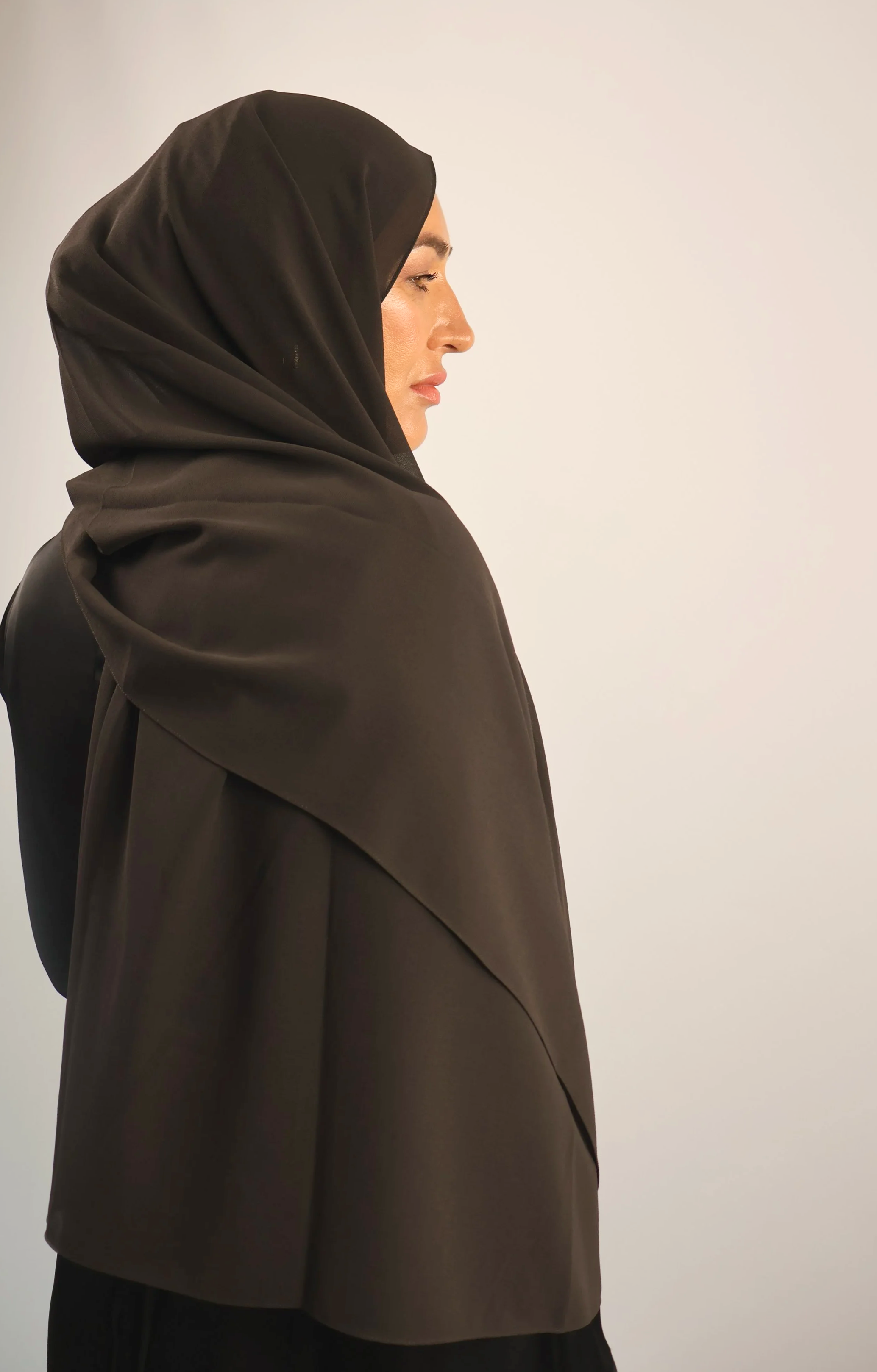 Premium Chiffon Hijab - Deep Charcoal Brown