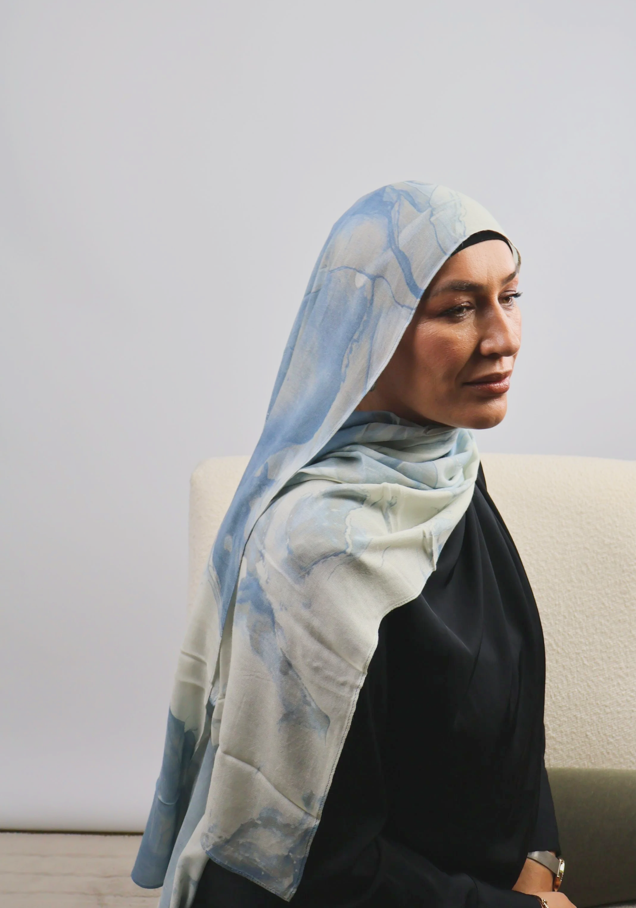Premium Printed Modal Hijab - Blue Quartz